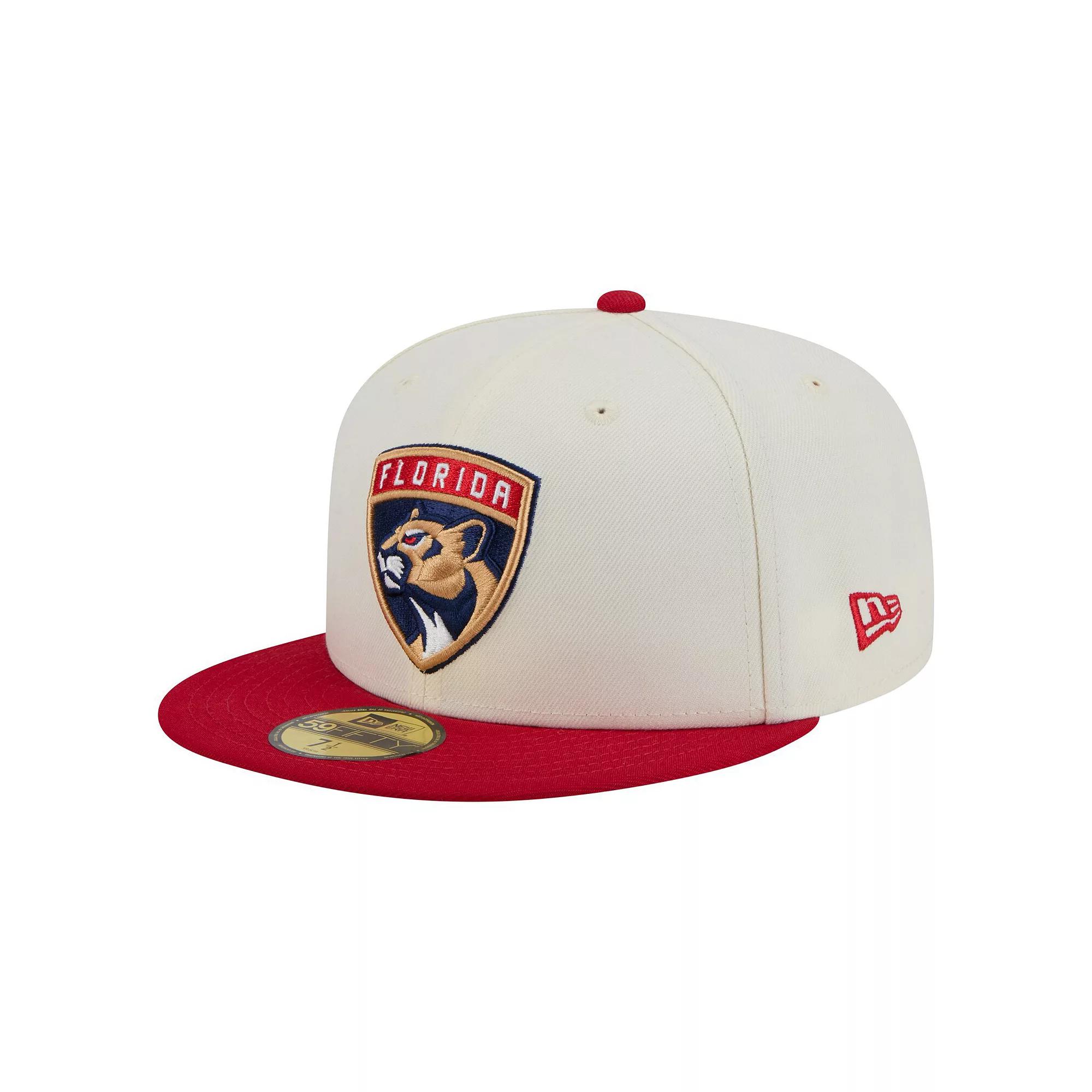 Men's New Era  White Florida Panthers Chrome Two-Toned 59FIFTY Fitted Hat, Size: 7 1/4, Pnt Beige Product Image