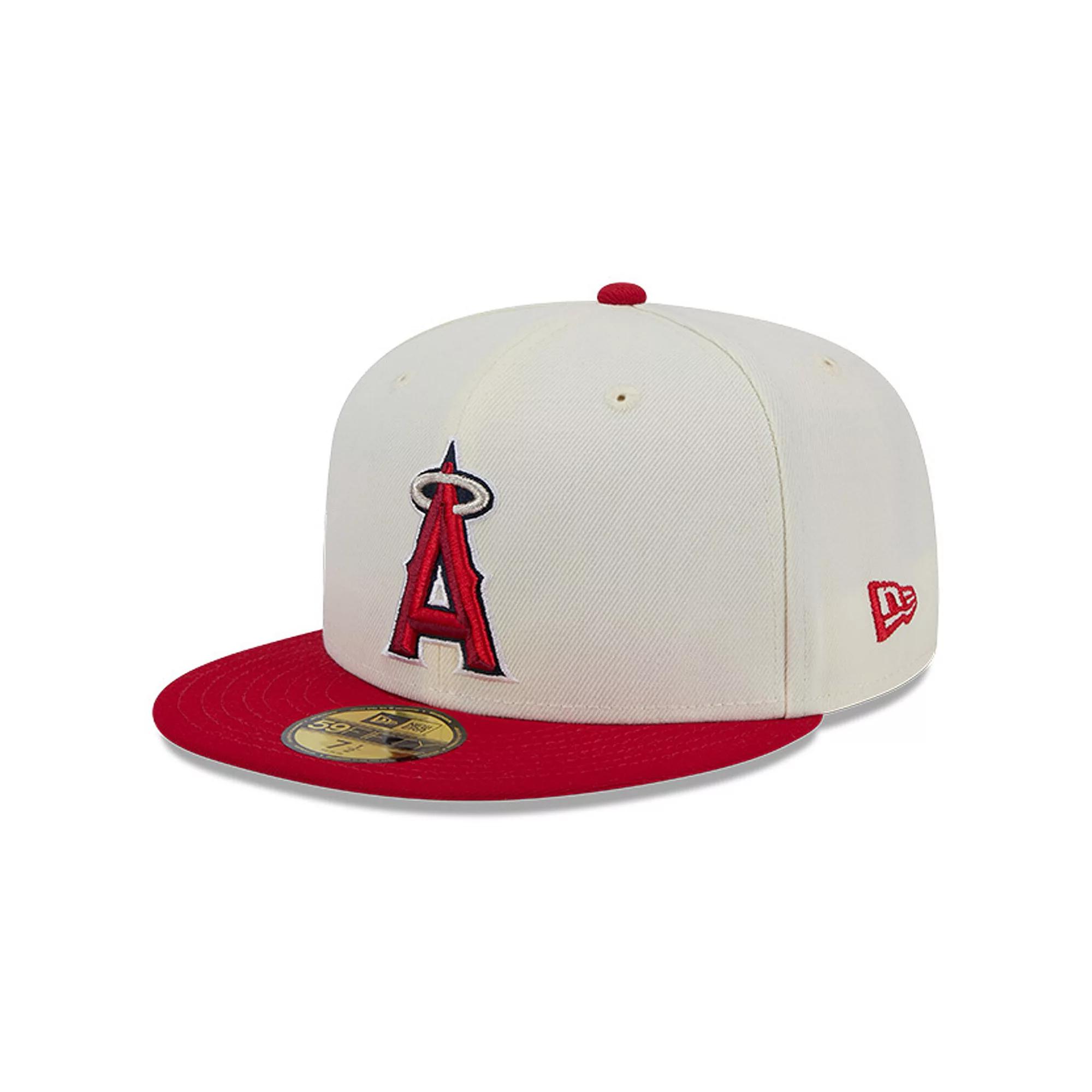 Men's New Era Cream Los Angeles Angels Evergreen Chrome 59FIFTY Fitted Hat, Size: 7, Beige Product Image