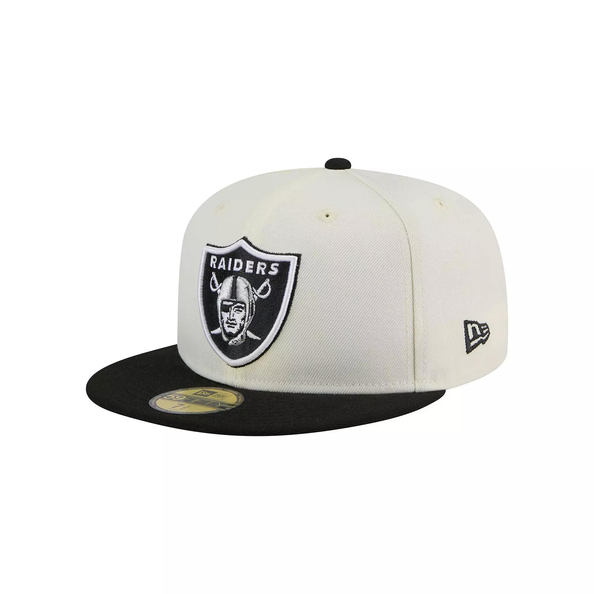 Men's New Era  White/Black Las Vegas Raiders Main 59FIFTY Fitted Hat, Size: 7 5/8, Lvr White Product Image