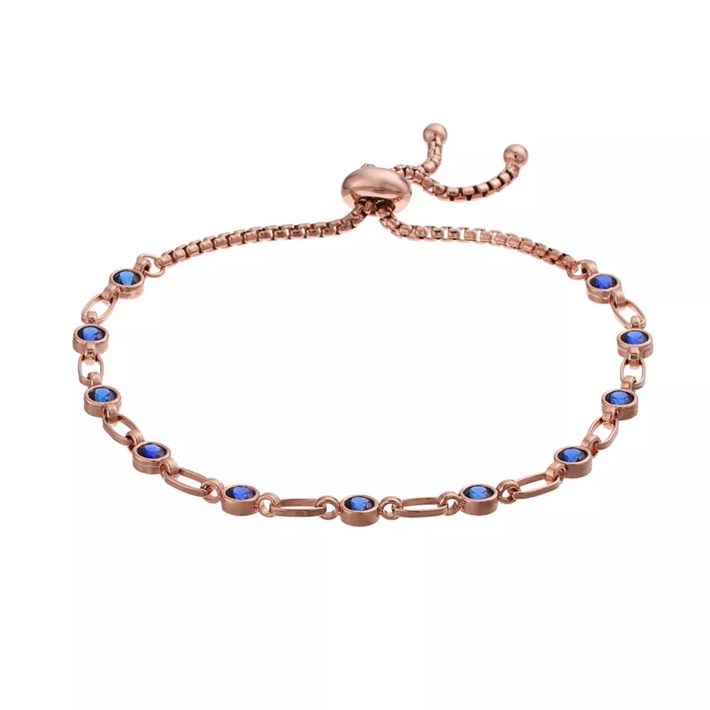 Kristen Kesho Sterling Silver Lab-Created Sapphire Tennis Adjustable Bolo Bracelet, Women's,  Product Image