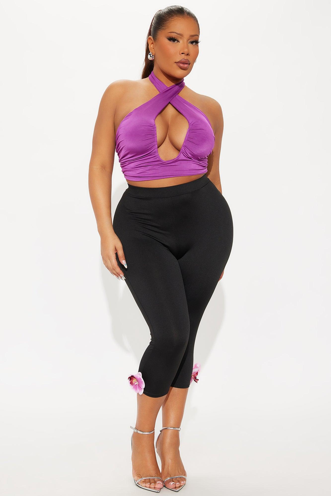 Leilani Hibiscus Capri Legging - Black Female Product Image