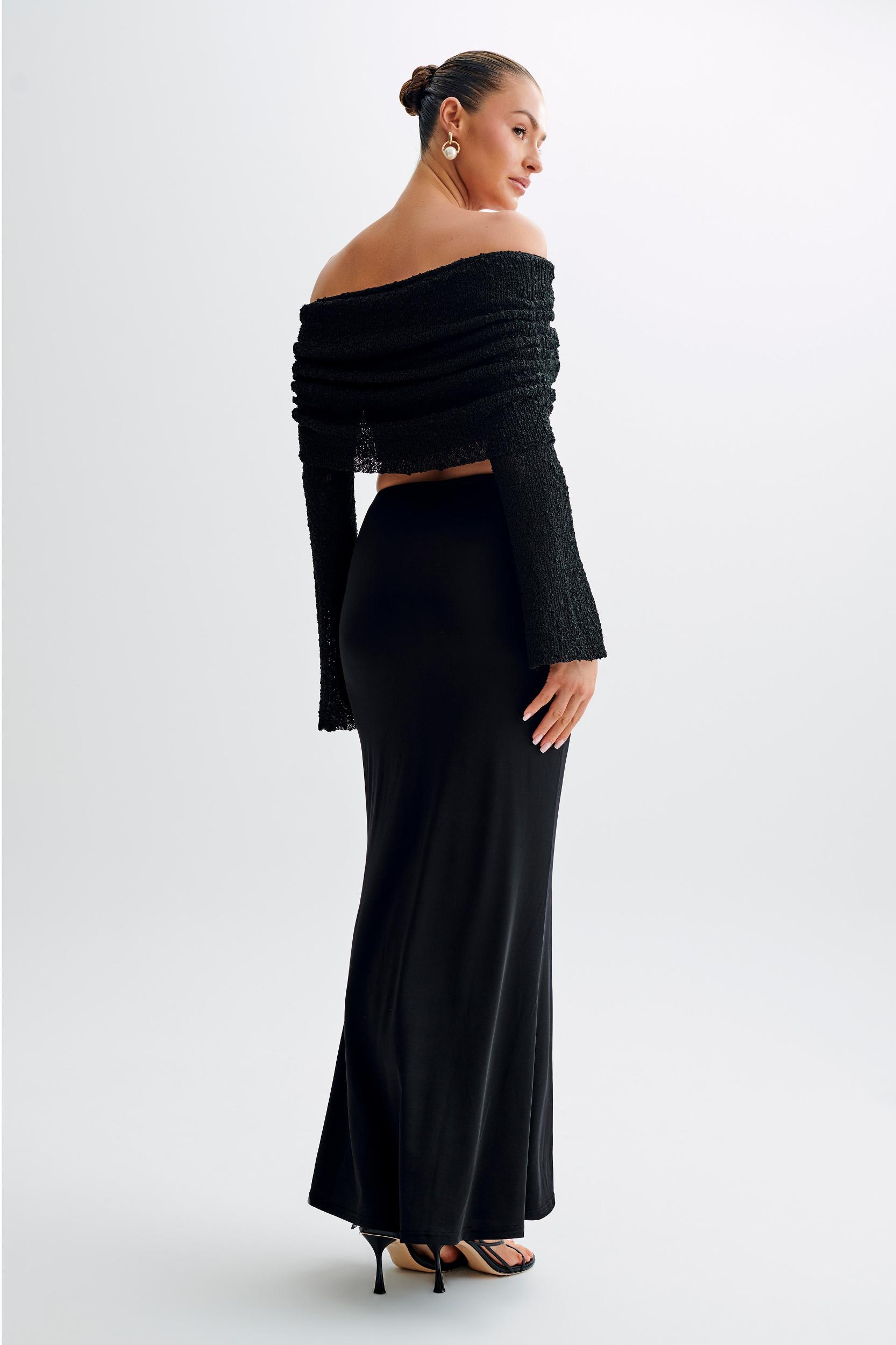 Marisol Off Shoulder Boucle Top - Black Product Image