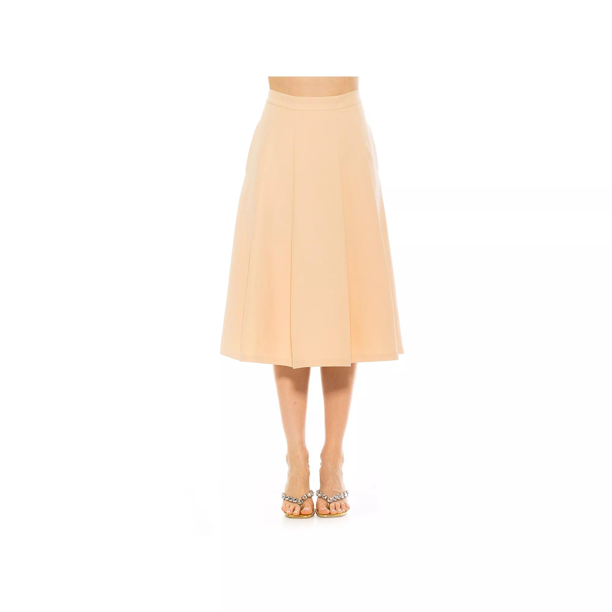 Women's ALEXIA ADMOR Illia Pleated Midi Skirt, Size: 2, Beige Product Image