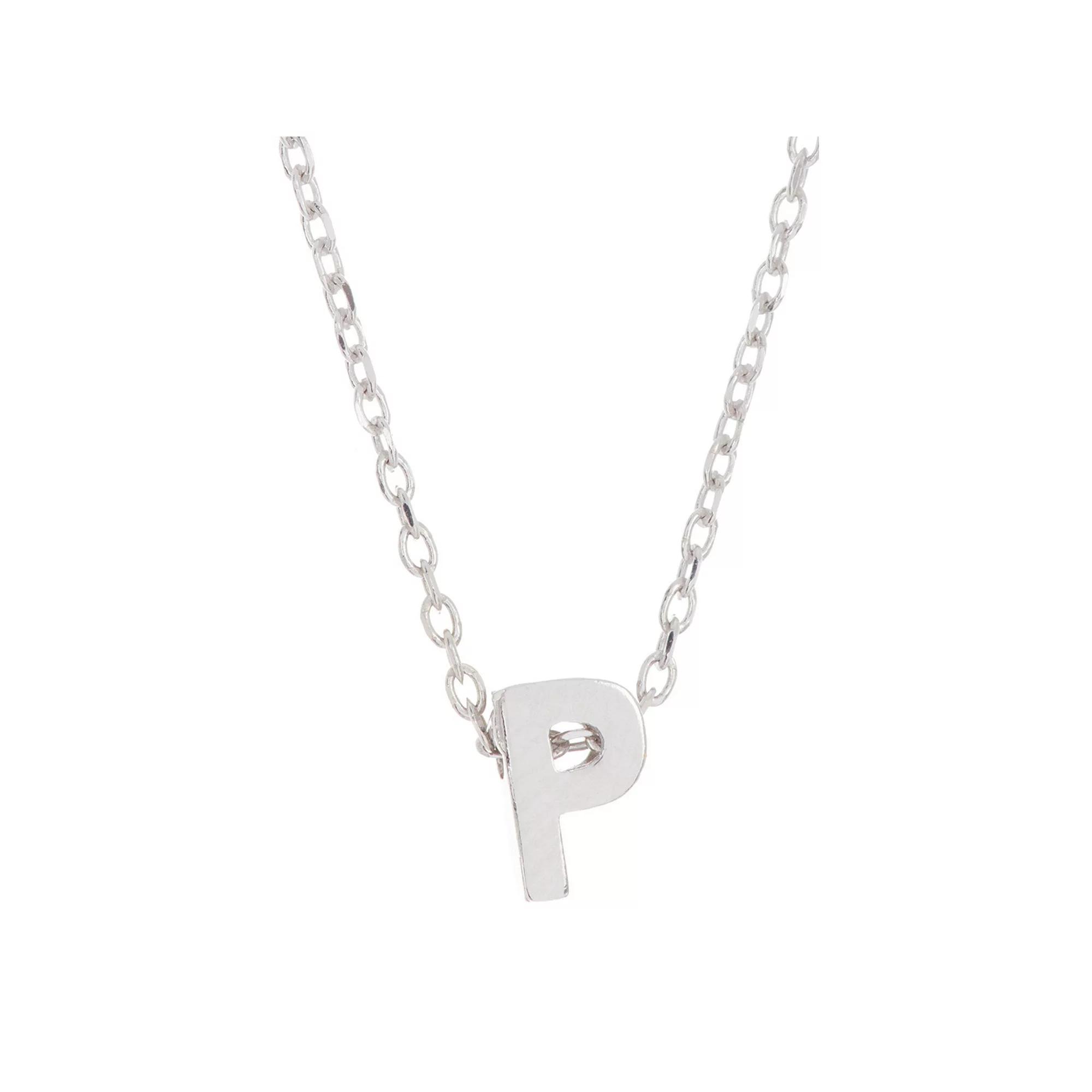 Adornia Mini Initial Pendant Necklace, Women's, Silver Tone E Product Image