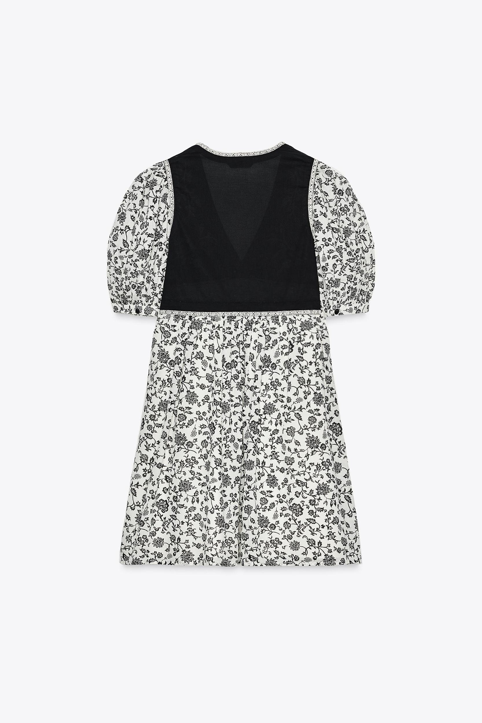 FLORAL PRINT COMBINATION SHORT DRESS Product Image