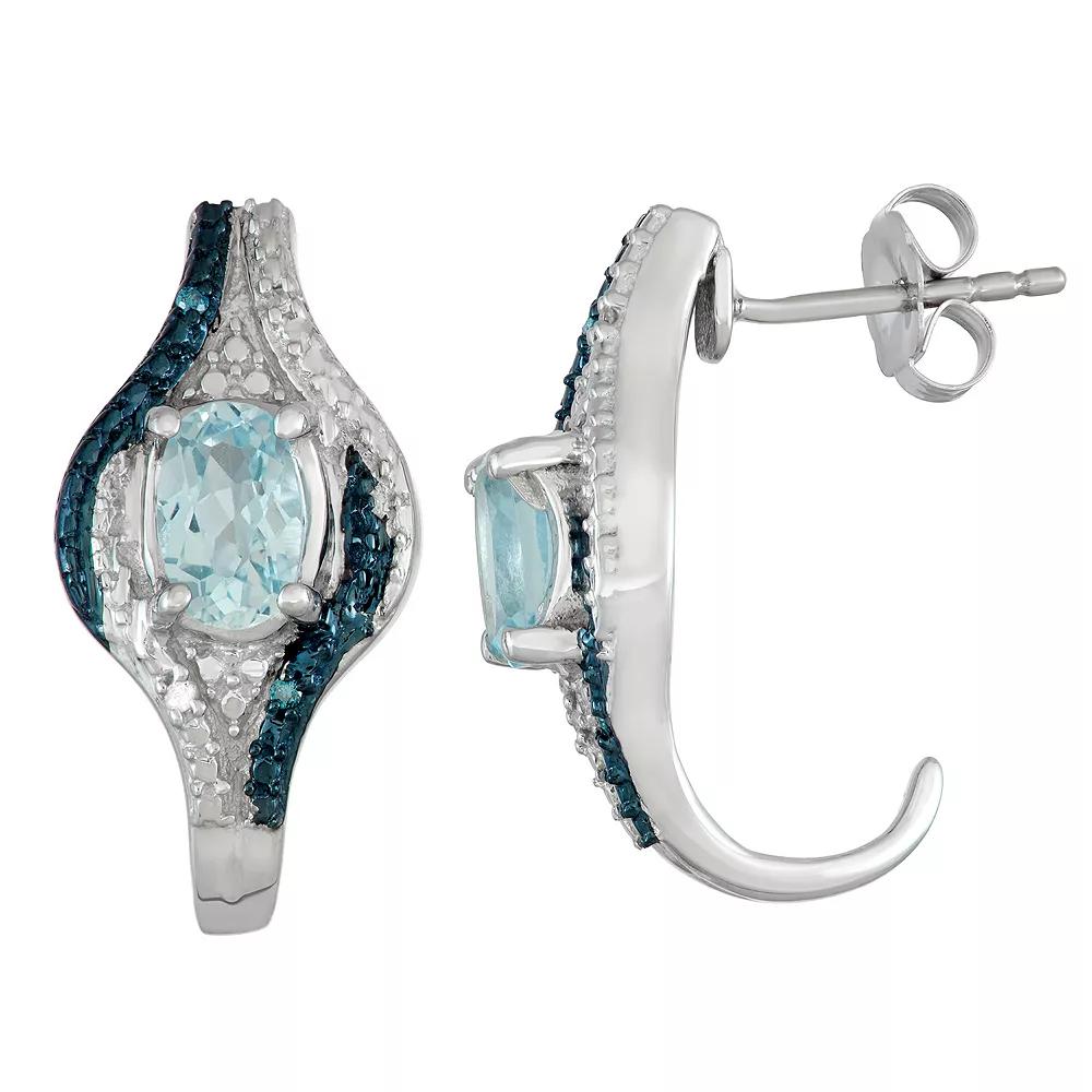 Jewelexcess Sterling Silver Blue Topaz & Diamond Accent Earrings, Women's, Silvertone Product Image