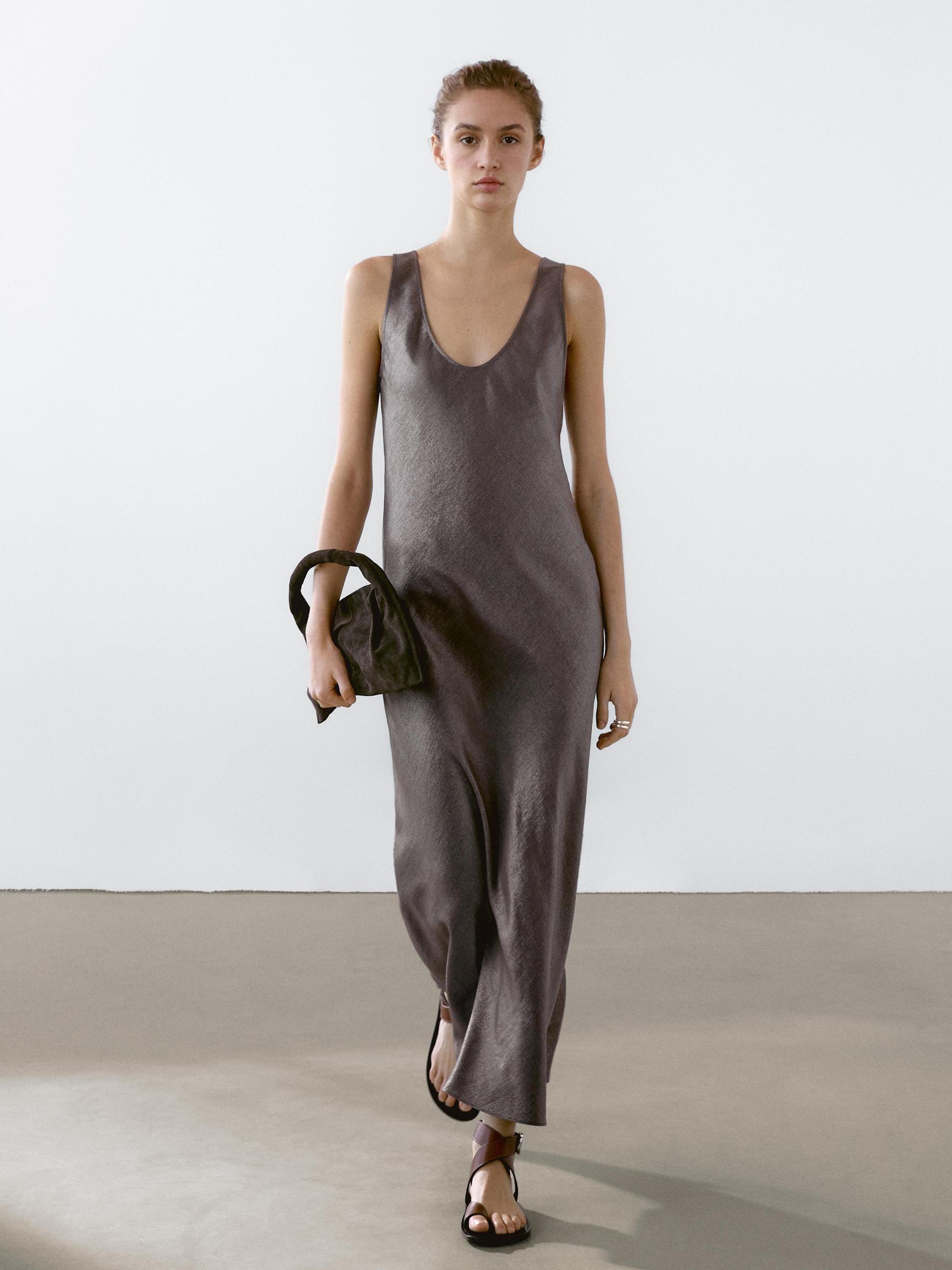 Linen blend midi dress Product Image