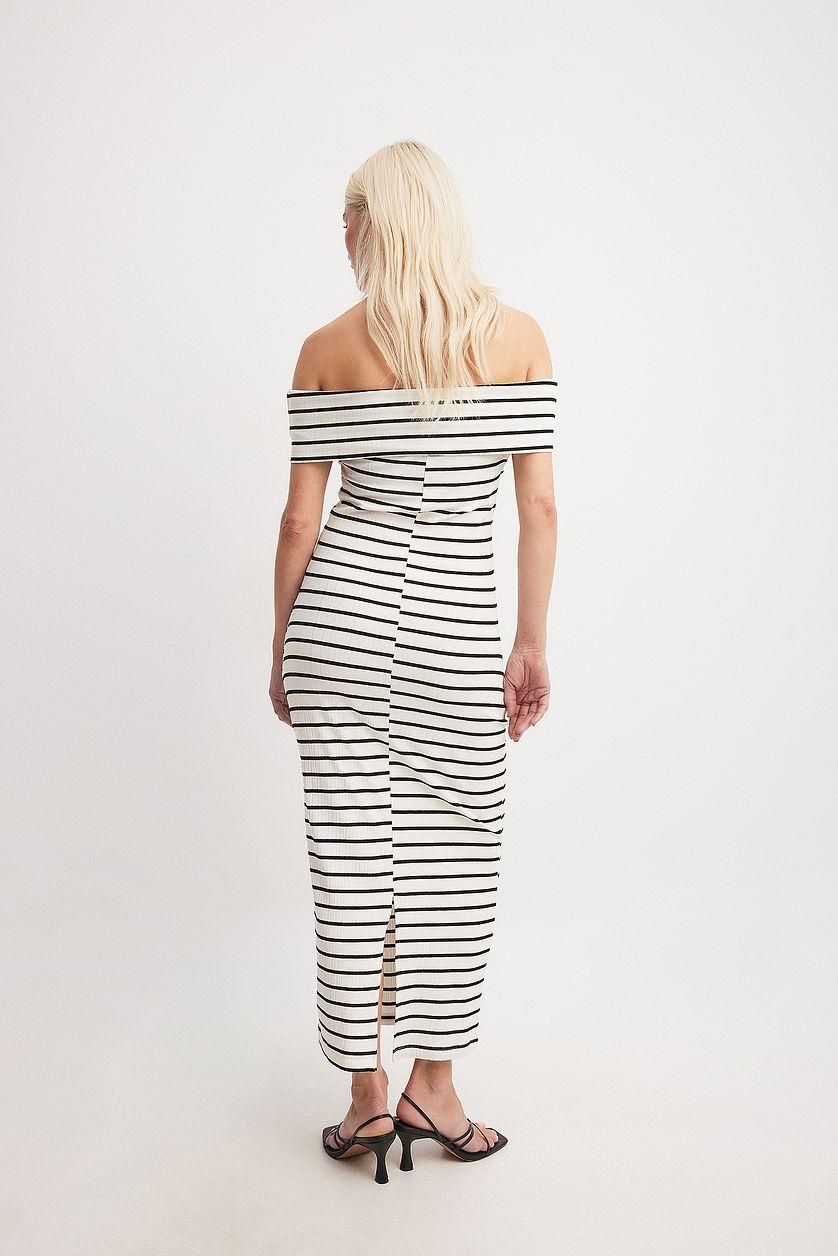 Off Shoulder Rib Midi Dress Product Image