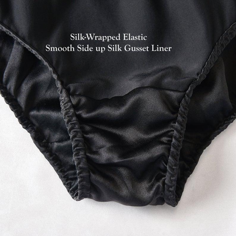 Black Pure Mulberry Silk Bikini Panties | Mid Waist | 22 Momme | Float Collection Product Image