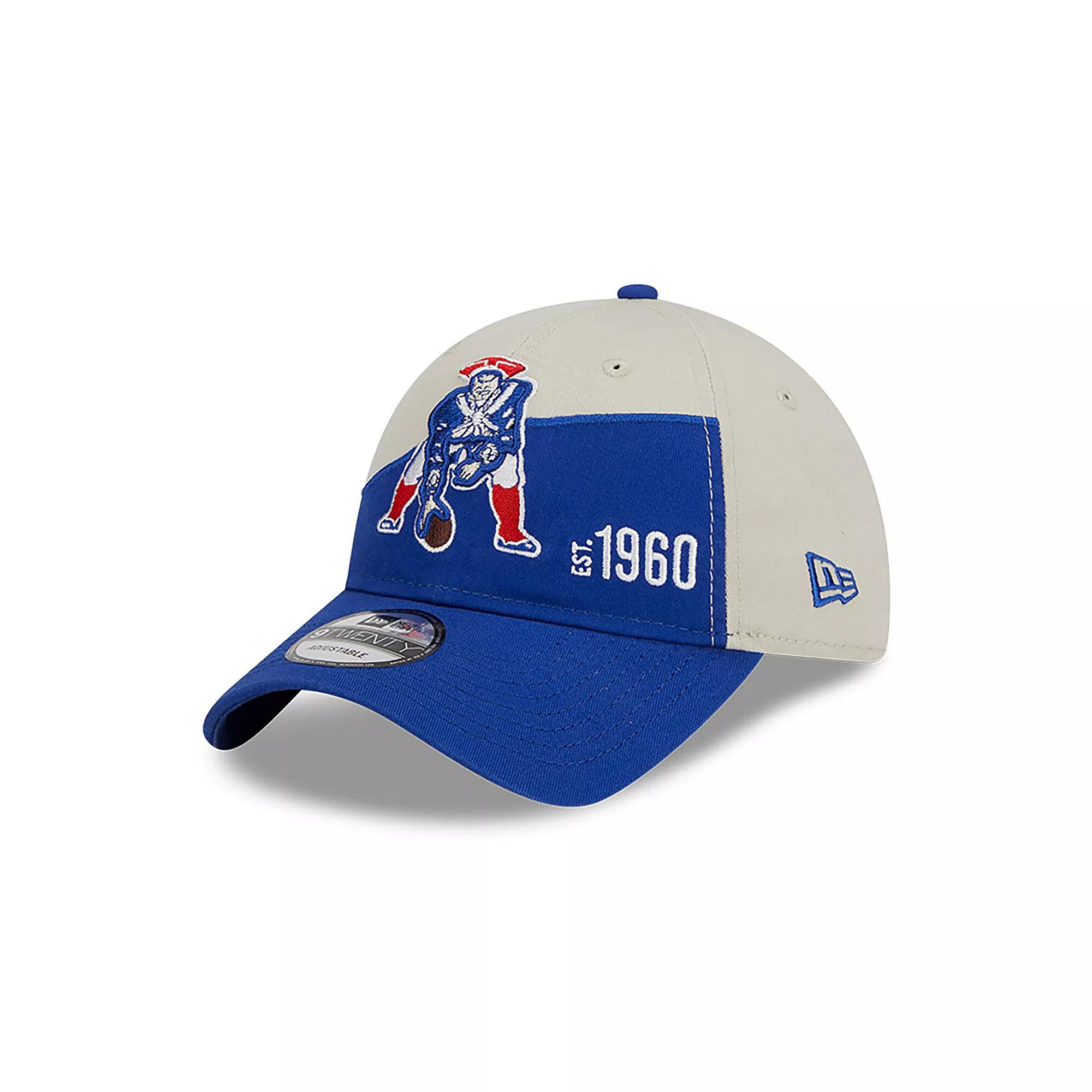 Men's New Era Cream/Royal New England Patriots 2023 Sideline Historic 9TWENTY Adjustable Hat, Beige Product Image