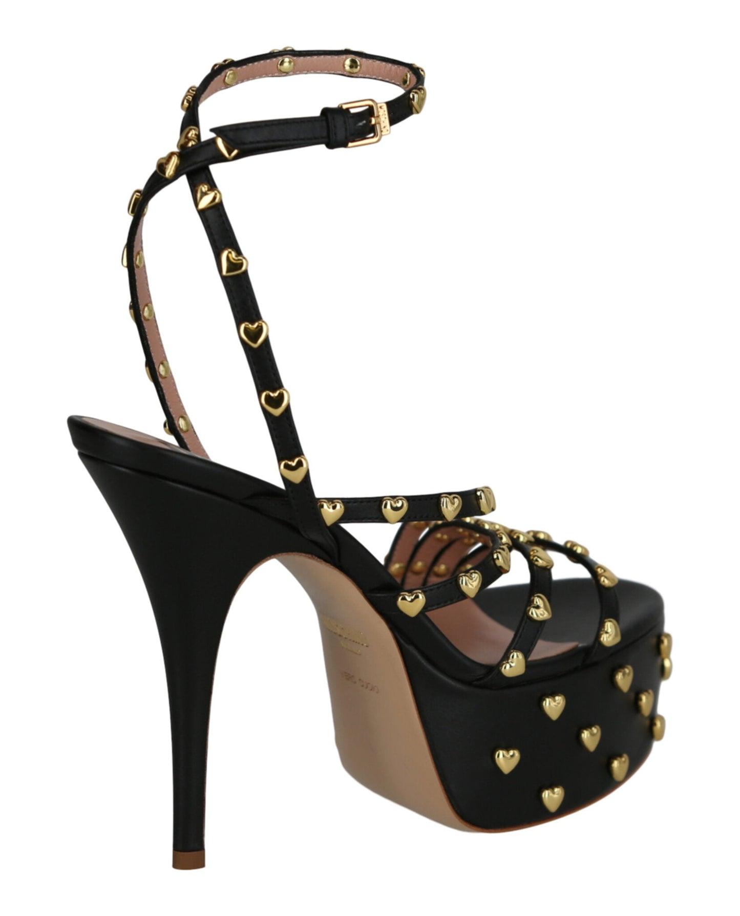 Moschino Heart Studded Platform Heels Female Product Image