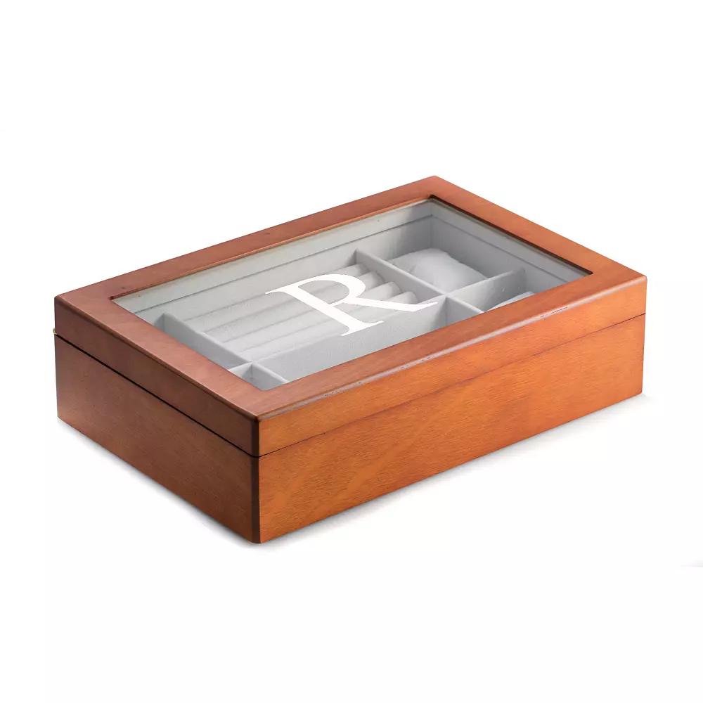Charlotte Monogrammed Wood Jewelry Box, Adult Unisex Product Image