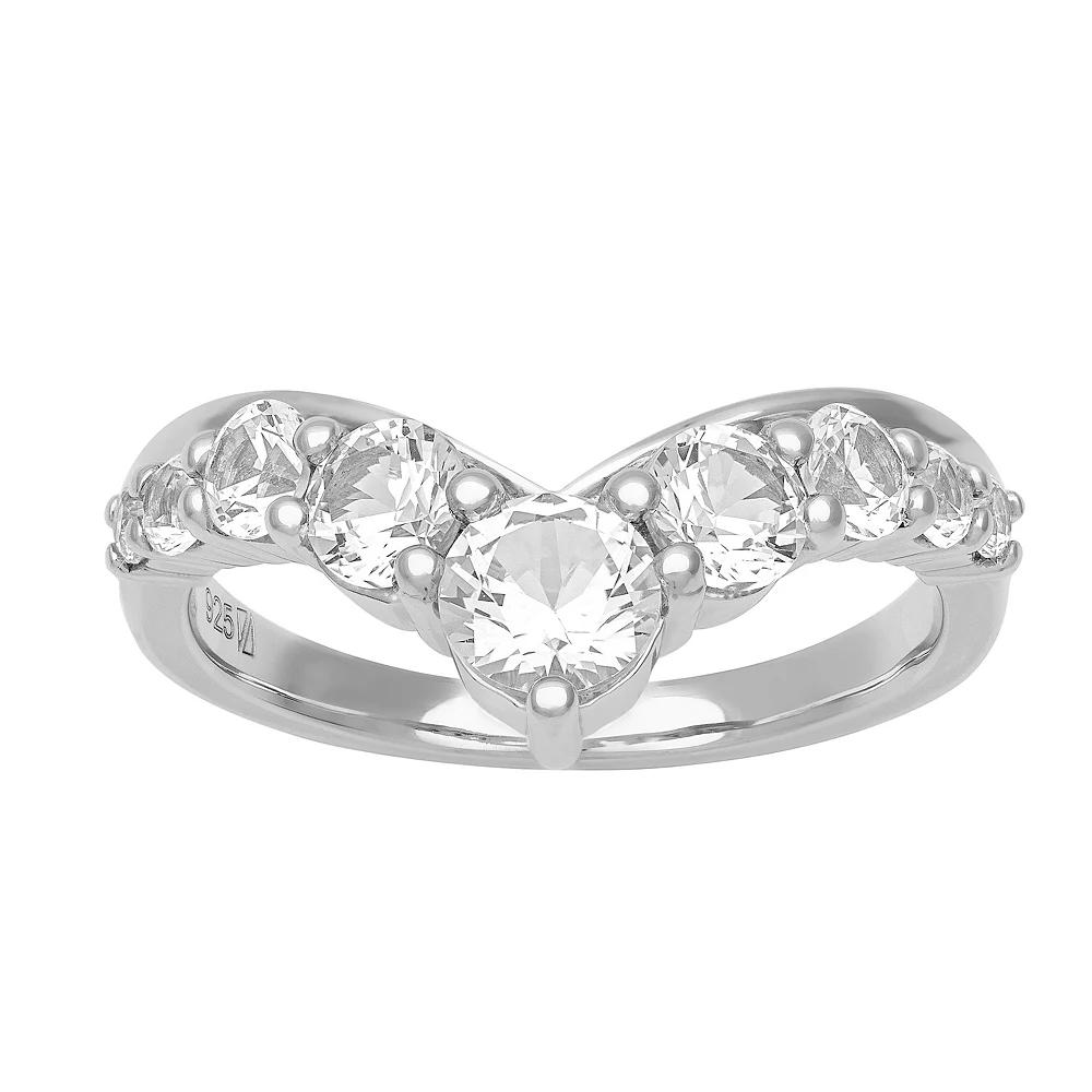 Love Always Sterling Silver Lab-Created White Sapphire Chevron Anniversary Band, Women's,  Product Image