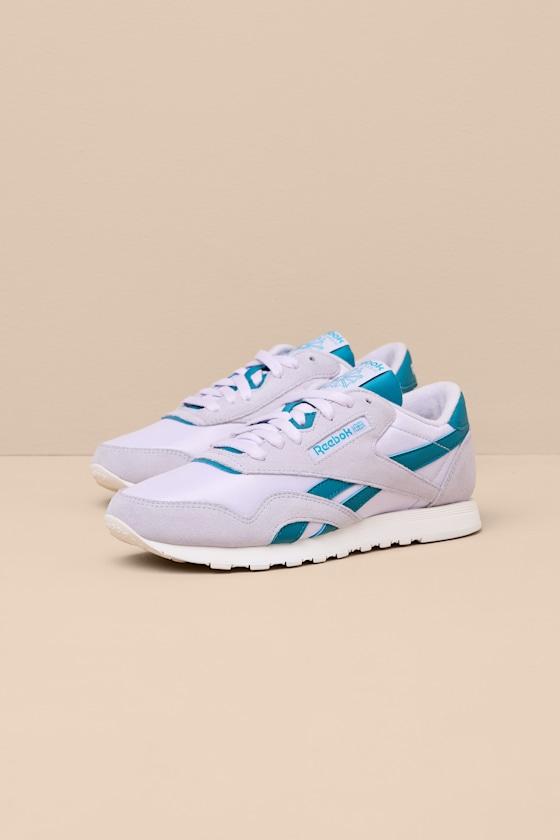 Classic Nylon Digital Gleam and Retro Teal Suede Sneakers Product Image