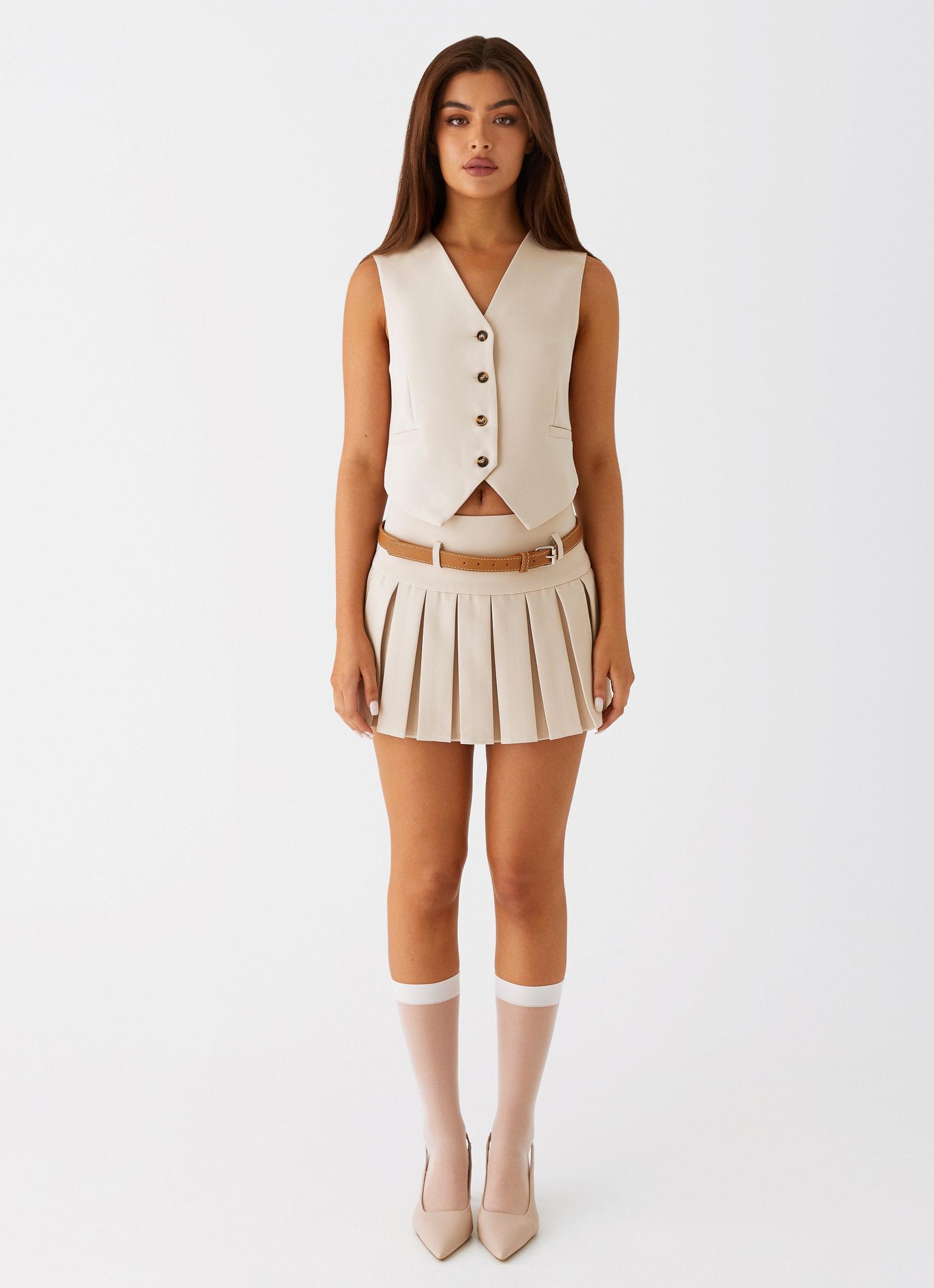 Stealth Mode Mini Skirt - Beige Product Image