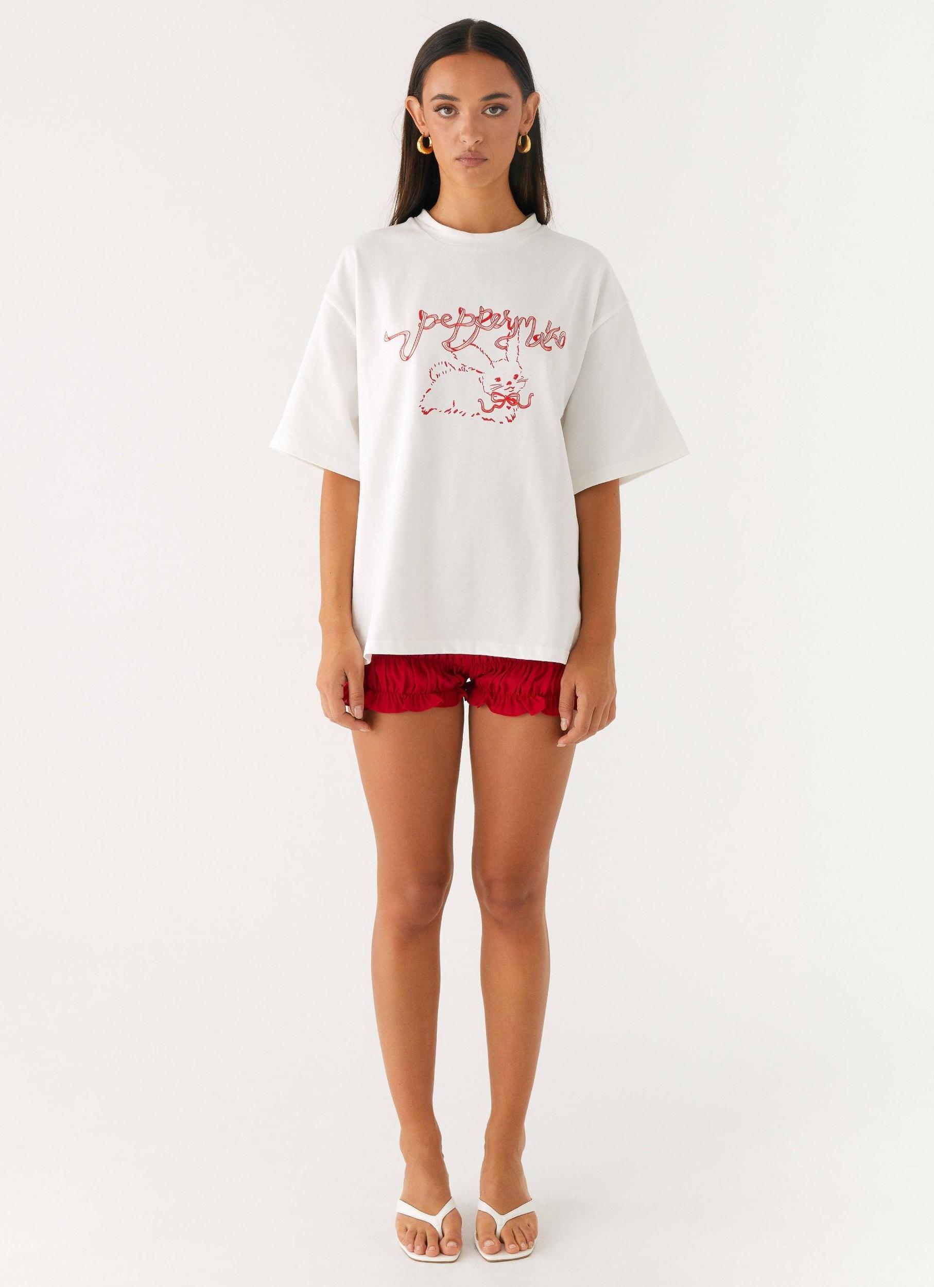 Born To Have Fun Oversized Graphic Tee - Pink Bunny Product Image
