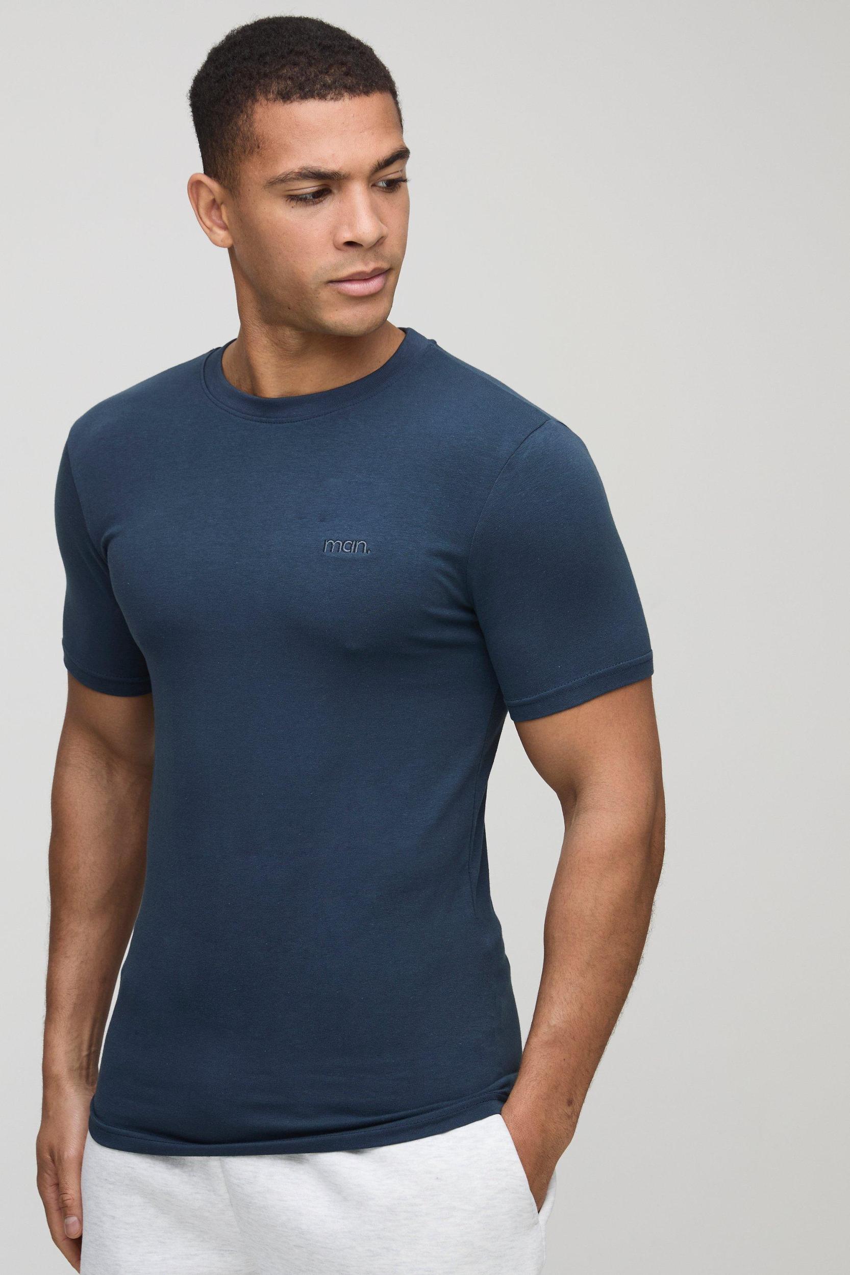 MAN. Basic Muscle Fit Crew Neck T-Shirt | boohooMAN USA Product Image