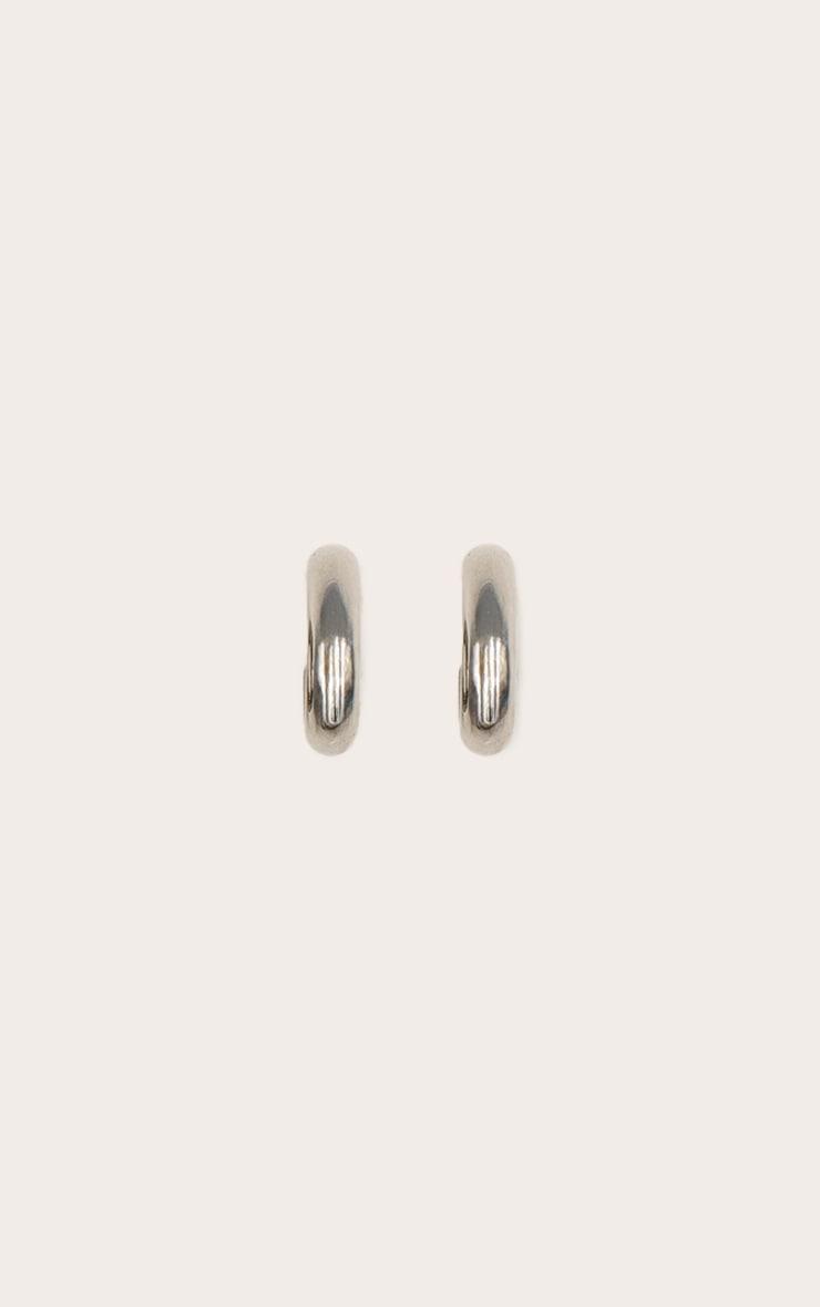 Silver Hoop Chubby Earrings Product Image
