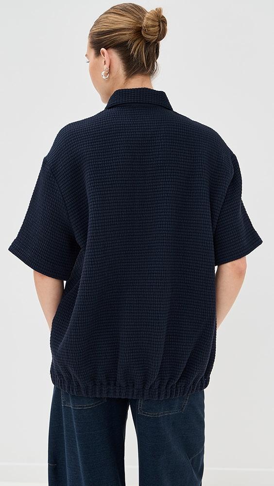 Tibi Quilted Waffle Polo Tunic Top | Shopbop Product Image