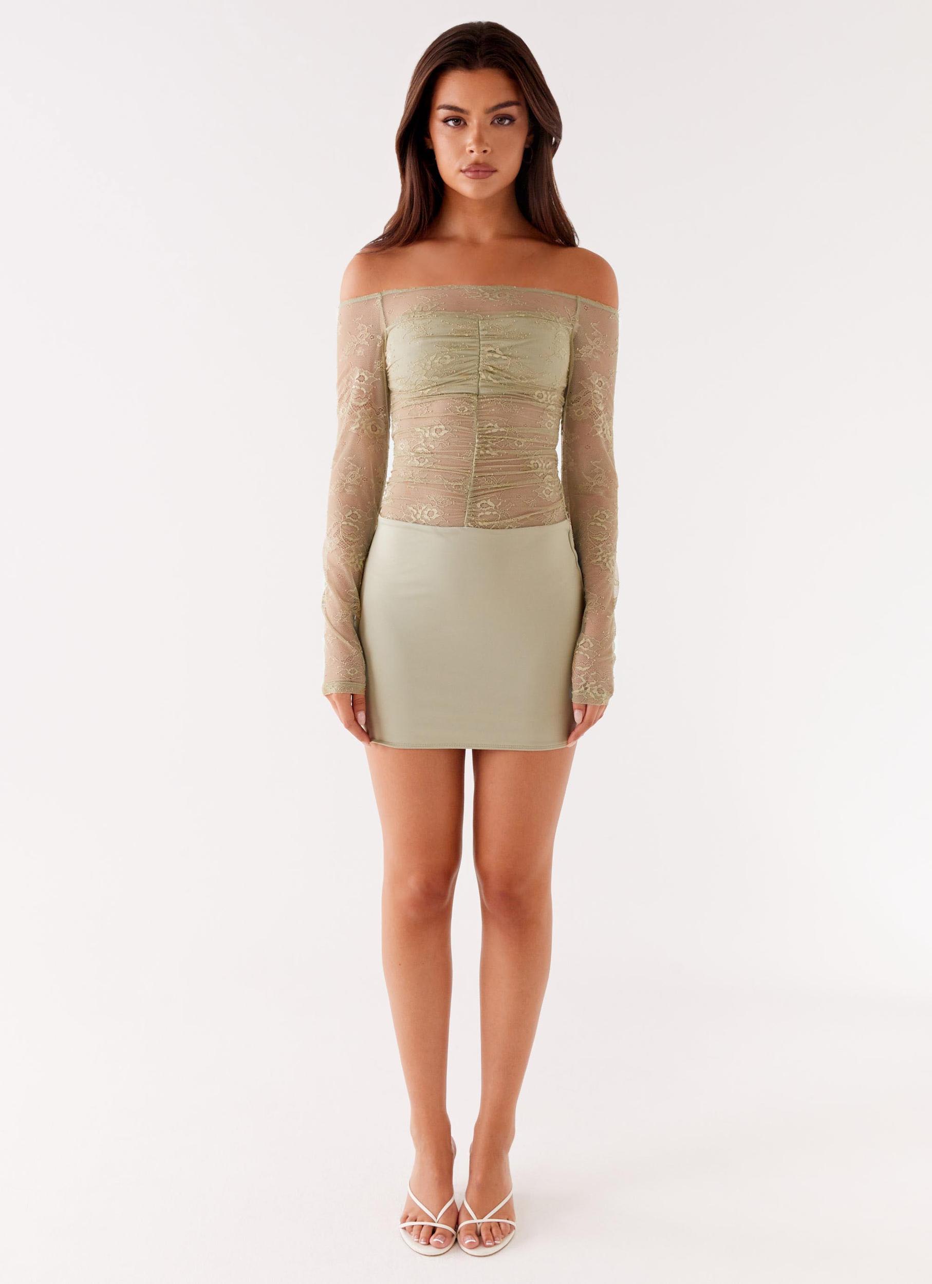 Collide Lace Mini Dress - Sage Product Image
