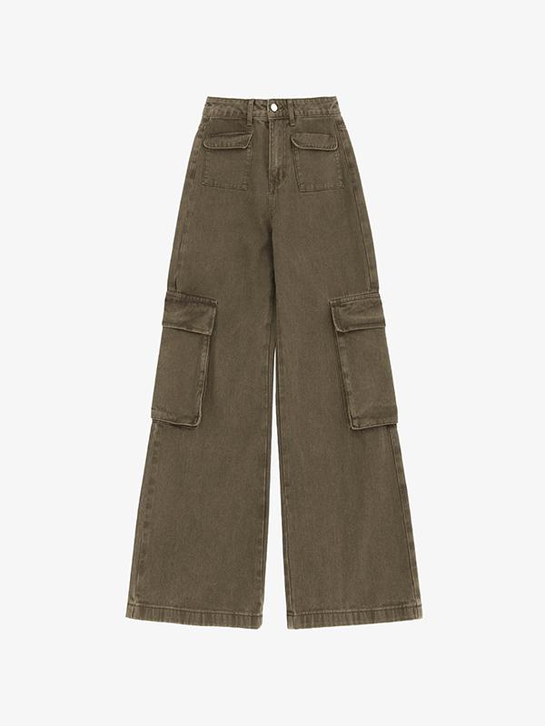 Vintage 90s Green Cargo Jeans Product Image
