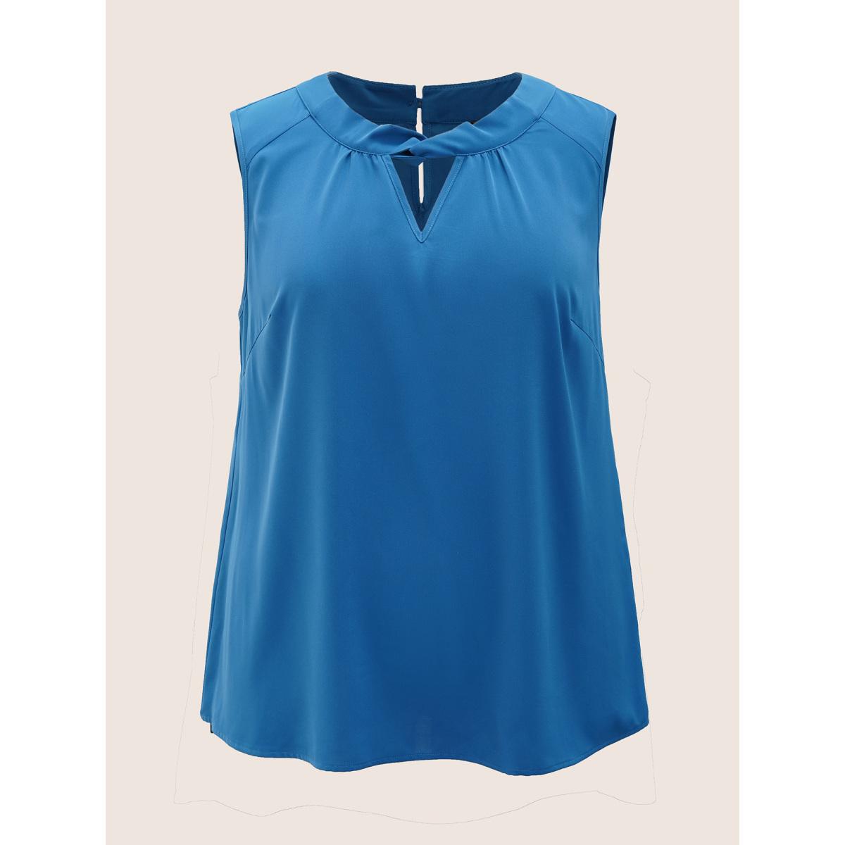 Plus Size Plain Keyhole Twist Front Tank Top Women Aegean At the Office Twist Asymmetrical Neck Work Tank Tops Camis BloomChic 18-20/2X Product Image