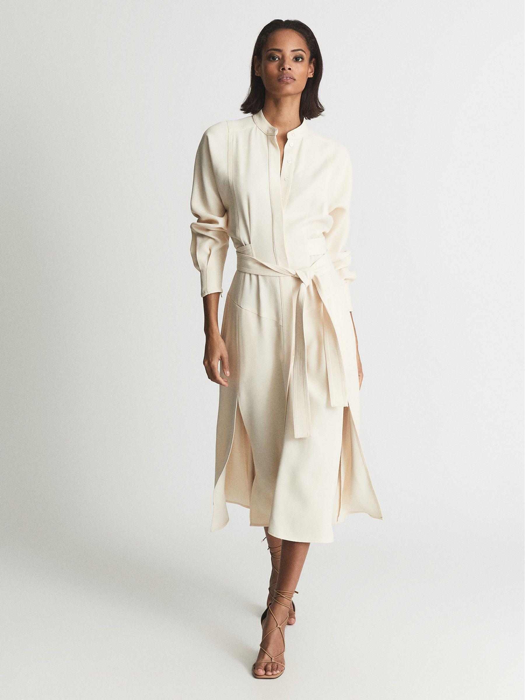 Regular Belted Midi Shirt Dress in Neutral Product Image