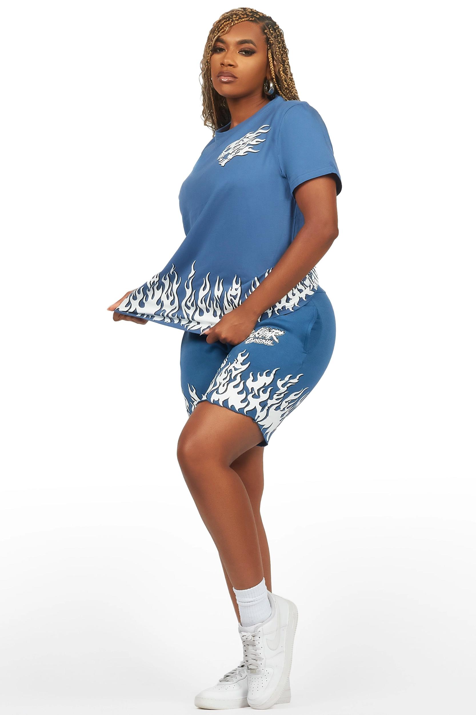 Arais Navy T-Shirt Short Set Female Product Image