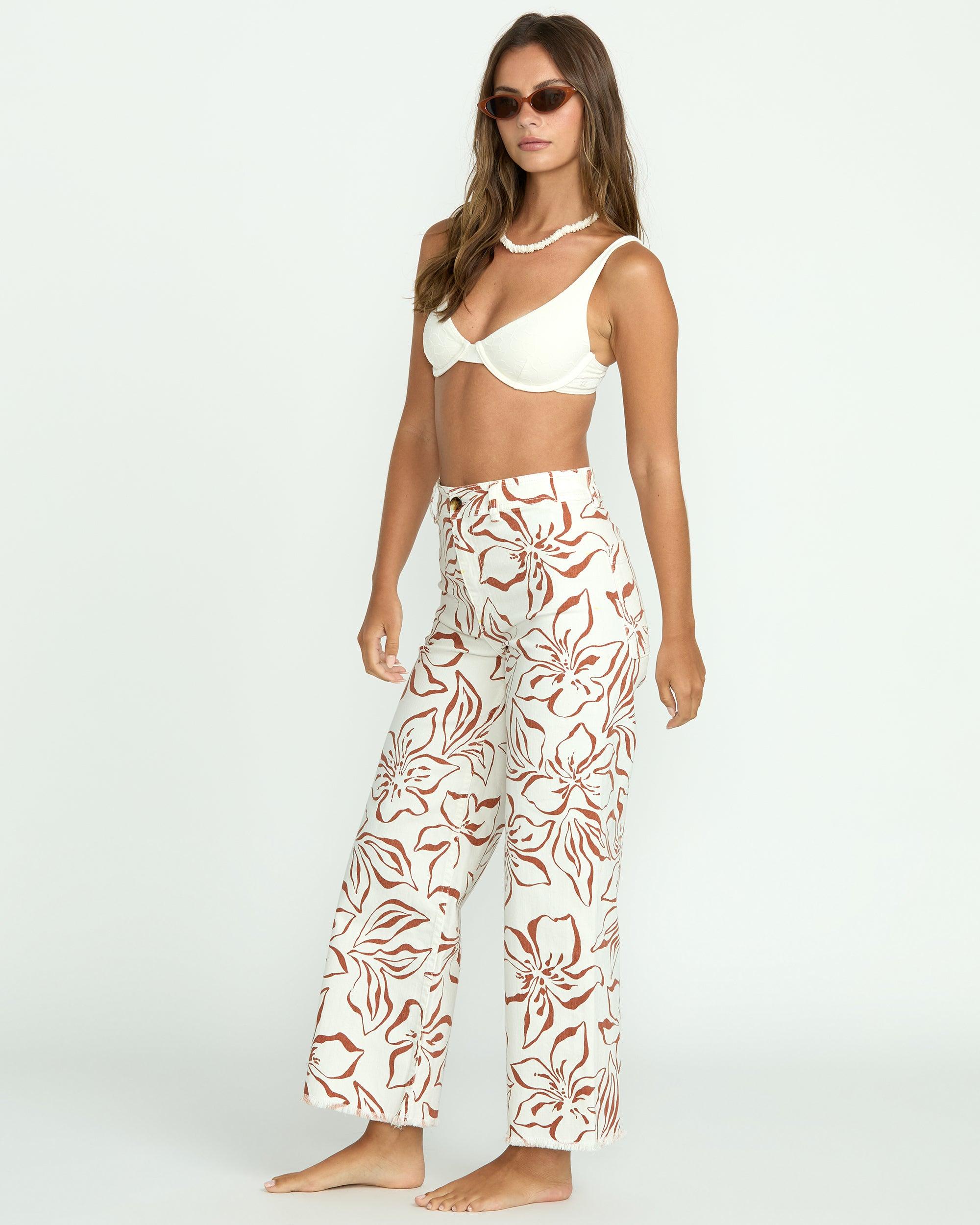 Free Fall Printed Twill Pants - Salt Crystal Female Product Image