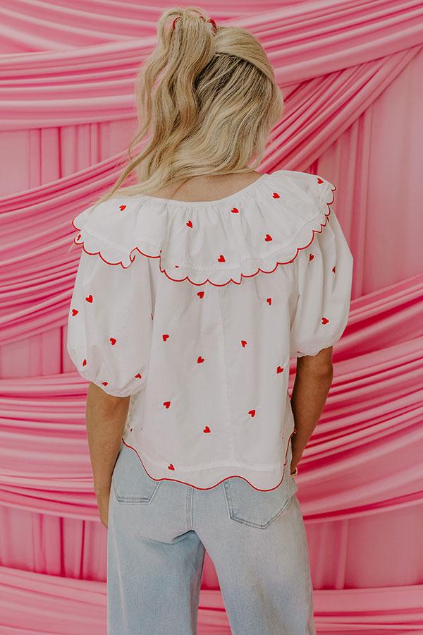 Candy Hearts Embroidered Top in White Product Image