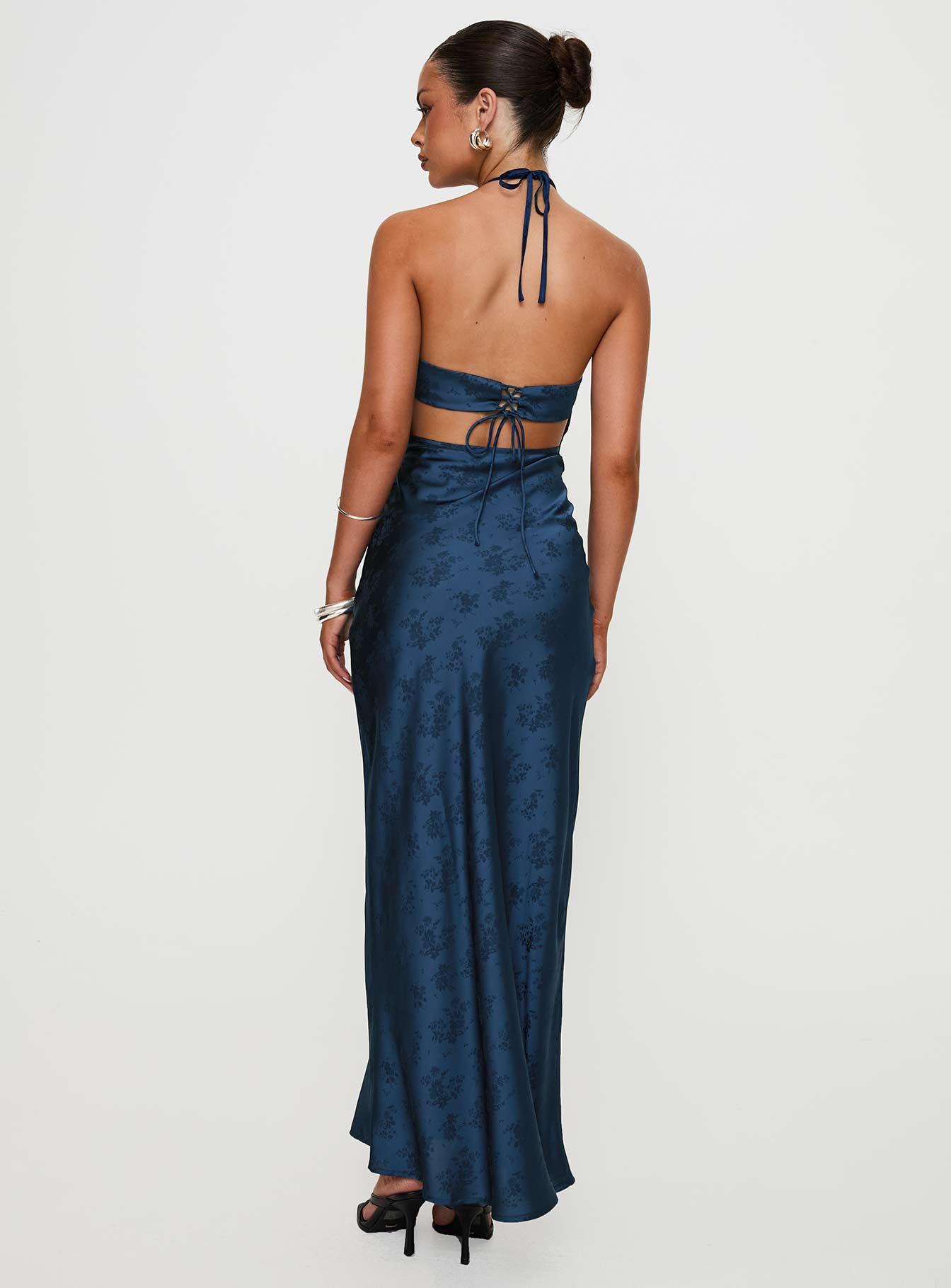 Limosina Halter Maxi Dress Navy Product Image