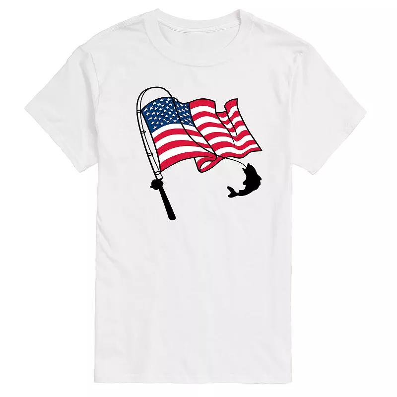 Men's Fishing Rod Flag Pole Graphic Tee,  Product Image