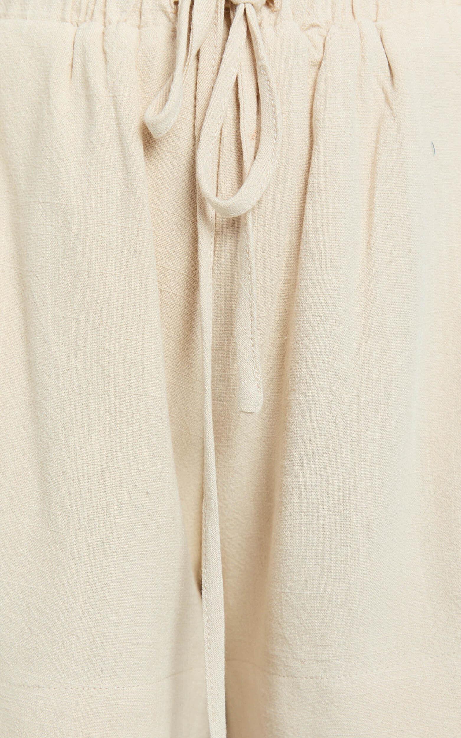 Olivia Shorts - Drawstring Relaxed Linen Shorts in Natural Product Image