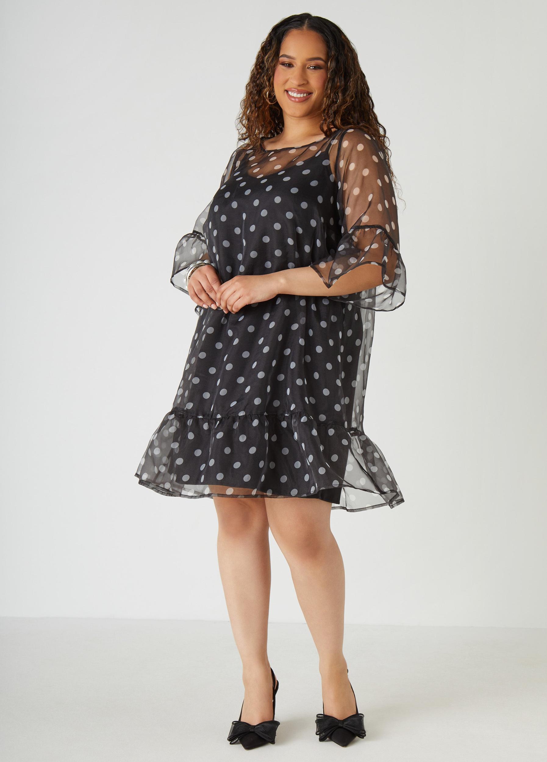 Flounced Polka Dot Dress Product Image