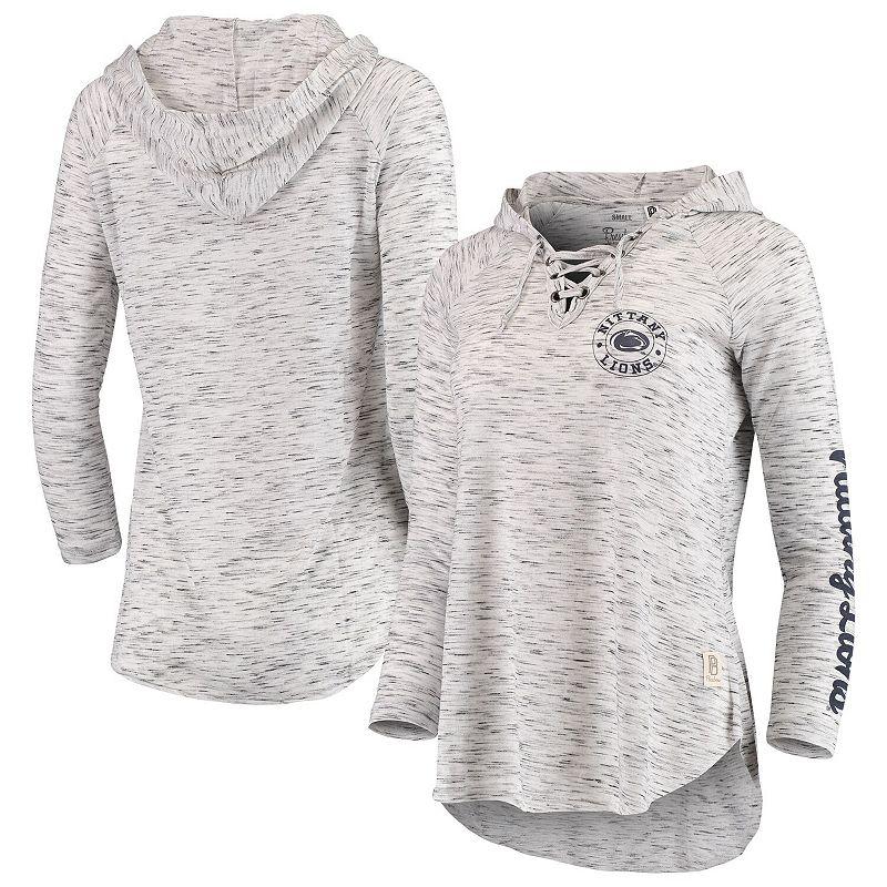 Women's Pressbox Gray Penn State Nittany Lions Space Dye Lace-Up V-Neck Long Sleeve T-Shirt, Size: Small, Grey Product Image