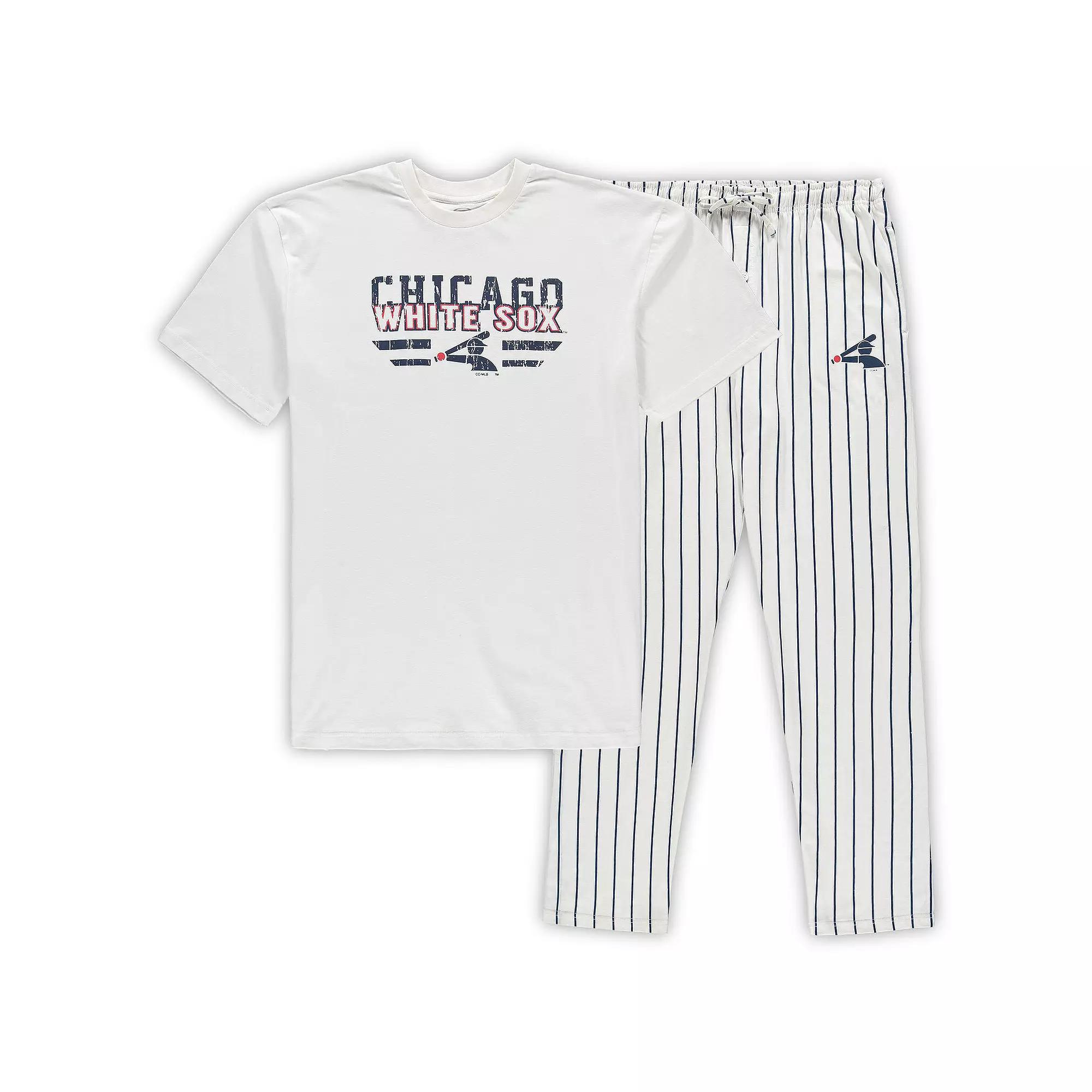 Men's Concepts Sport White/Navy Chicago White Sox Big & Tall Pinstripe Sleep Set,  Product Image
