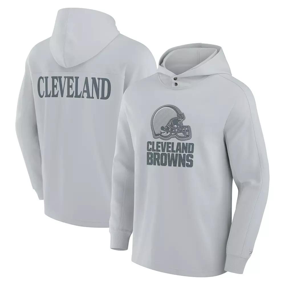 Men's Fanatics Gray Cleveland Browns Elements Blaze Tri-Blend Long Sleeve Hoodie T-Shirt, Adult Unisex,  Product Image