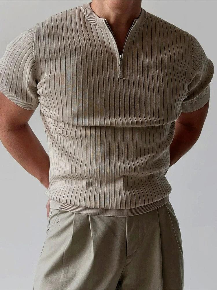 RT No. 19015 SLIM HALF ZIP KNIT SHORT SLEEVE Product Image