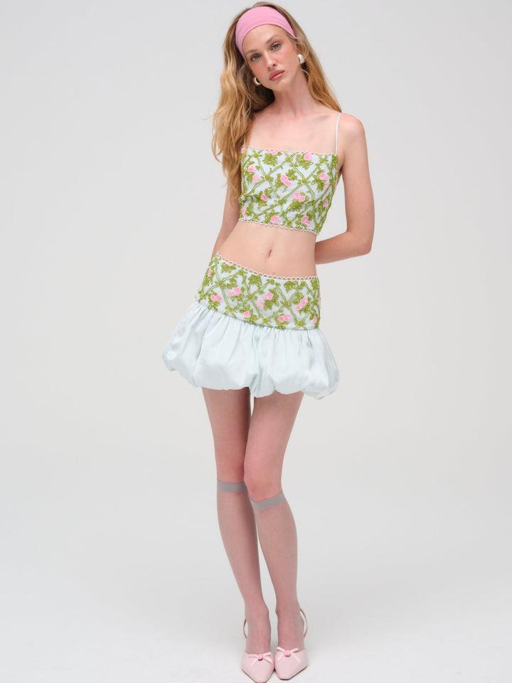 Bridget Beaded Mini Skirt — Blue Product Image