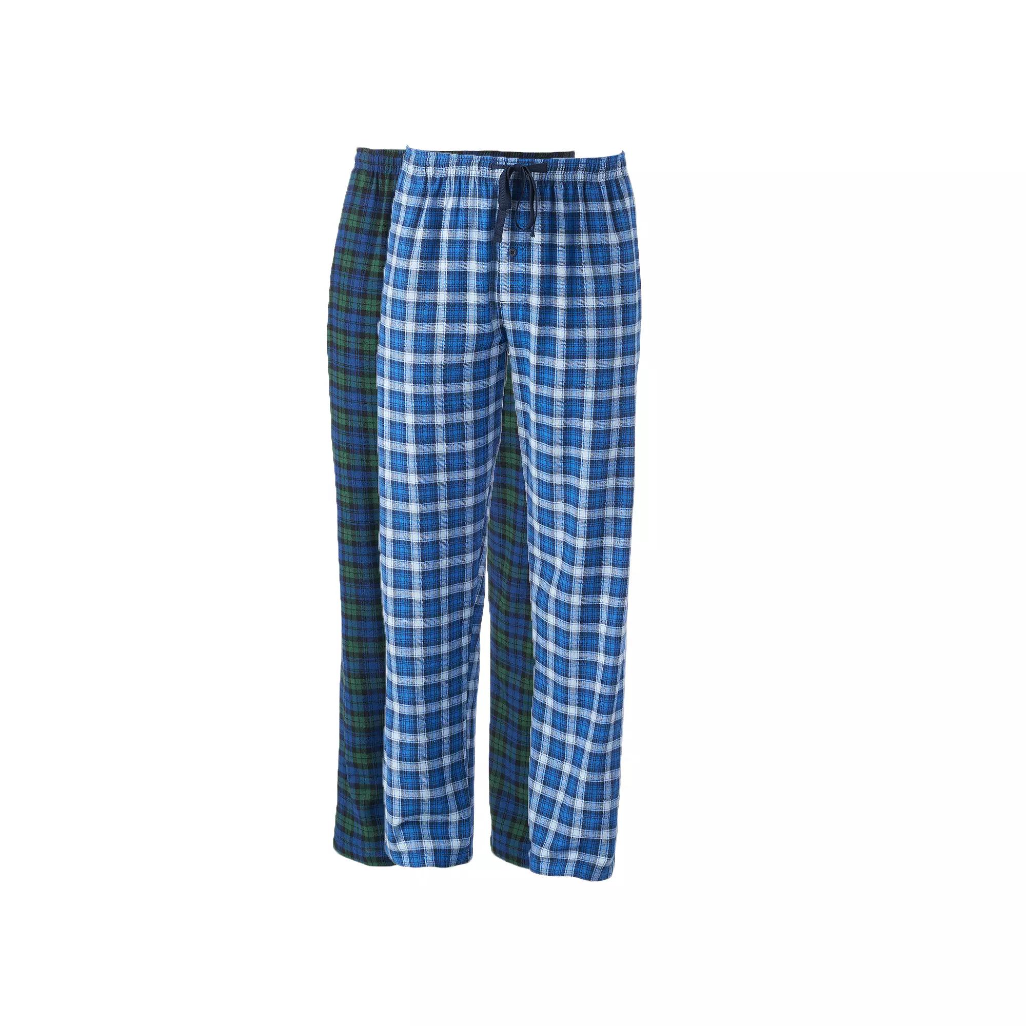 Big & Tall Hanes® 2 Pack Plaid Flannel Pajama Pants, Men's, Size: 4XL, Blue Blackwatch Plaid Product Image