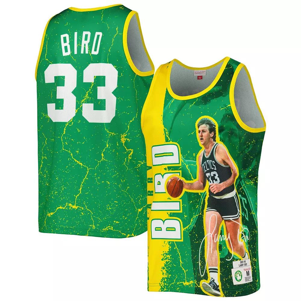 Men's Mitchell & Ness Larry Bird Kelly Green Boston Celtics 1985-86 Hardwood Classics Player Burst Tank Top,  Product Image