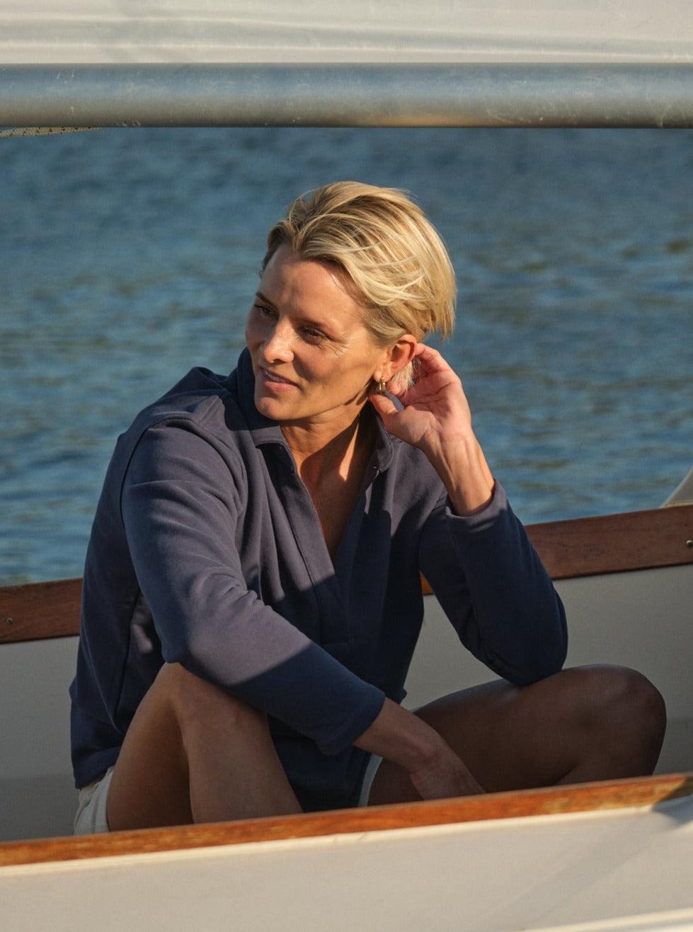 Inlet Pullover in Navy Loopback Terry Product Image