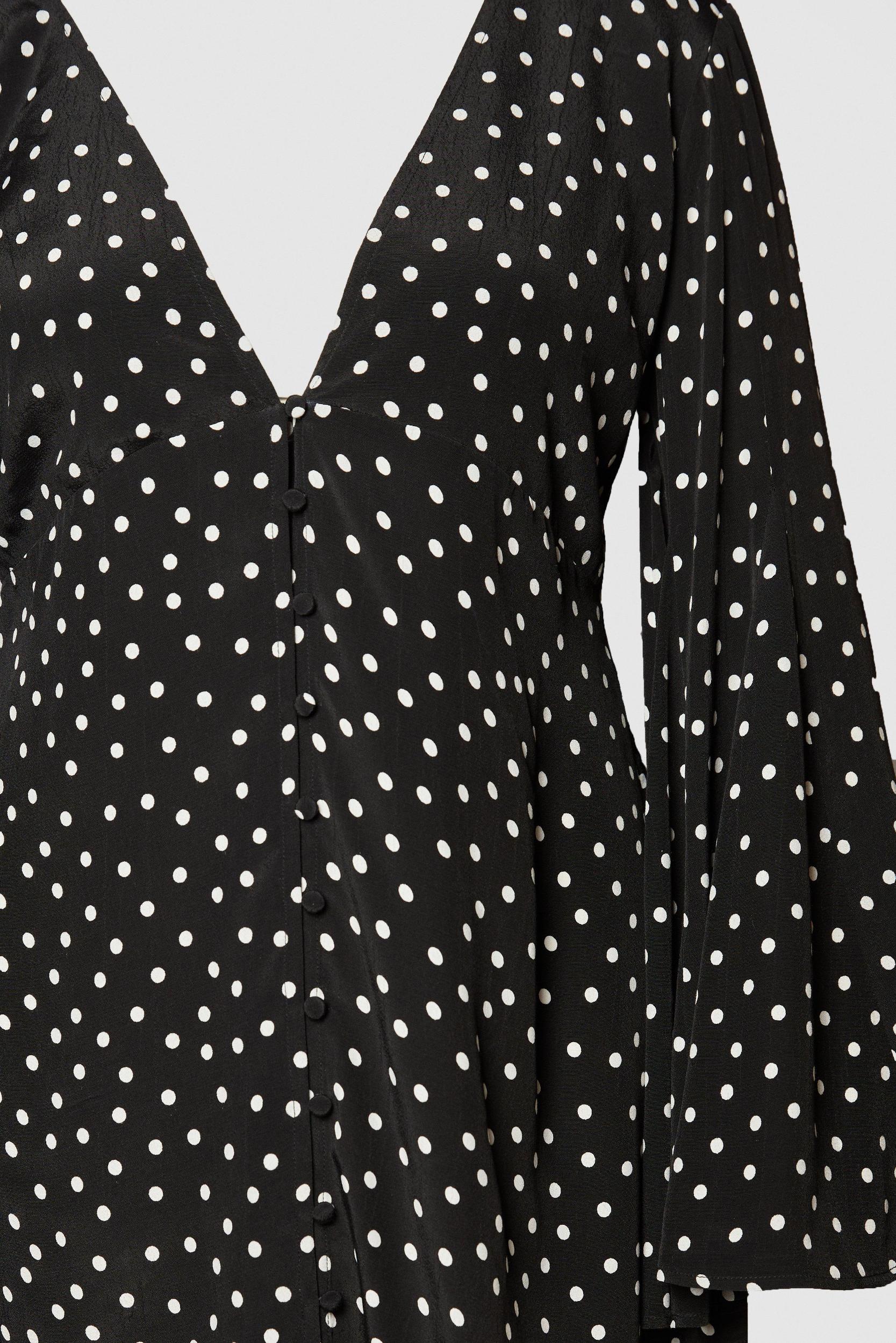 Plus Polka Dot Button Down Extreme Flared Sleeve Mini Dress Product Image