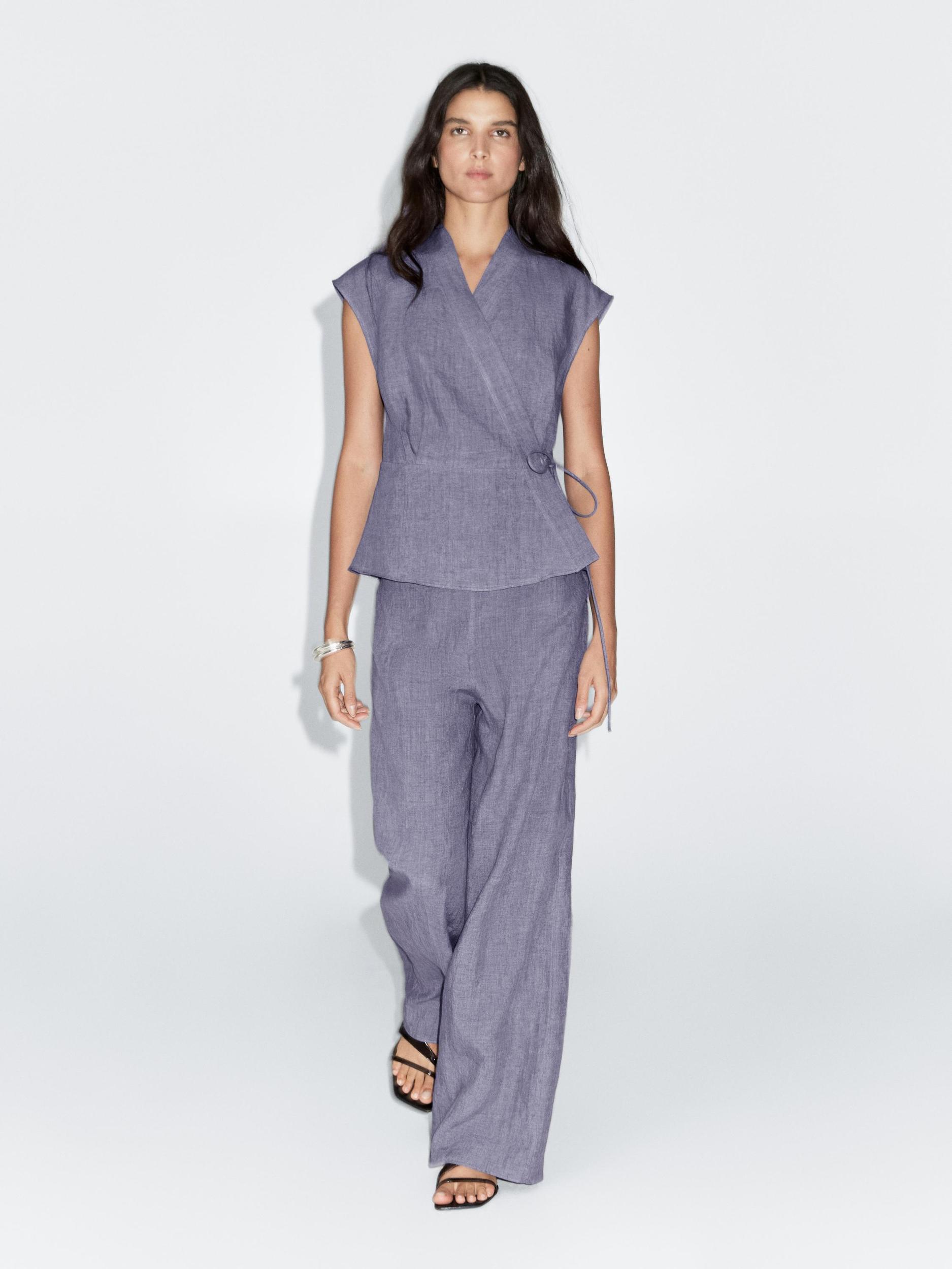 100% linen crossover waistcoat Product Image