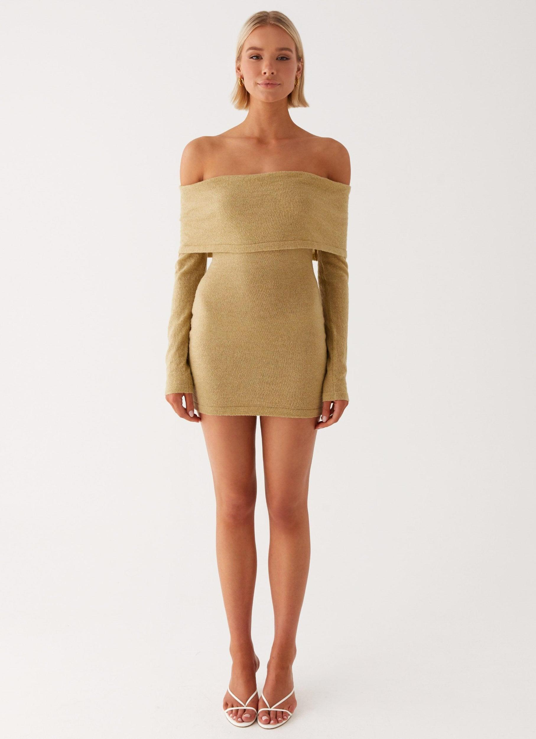 Myla Off Shoulder Mini Dress - Camel Product Image