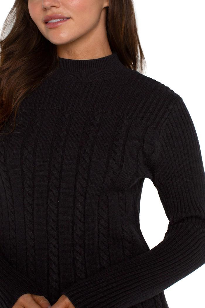 Long Sleeve Mock Neck Cable Sweater Product Image