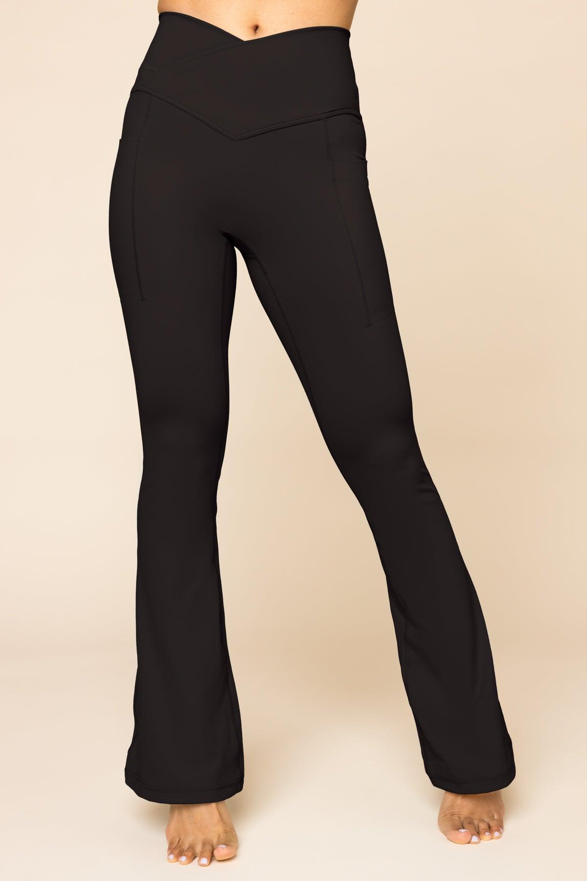 Crisscross Hourglass® Flared Legging with Pockets (Soft Touch) - Black / 29" Product Image