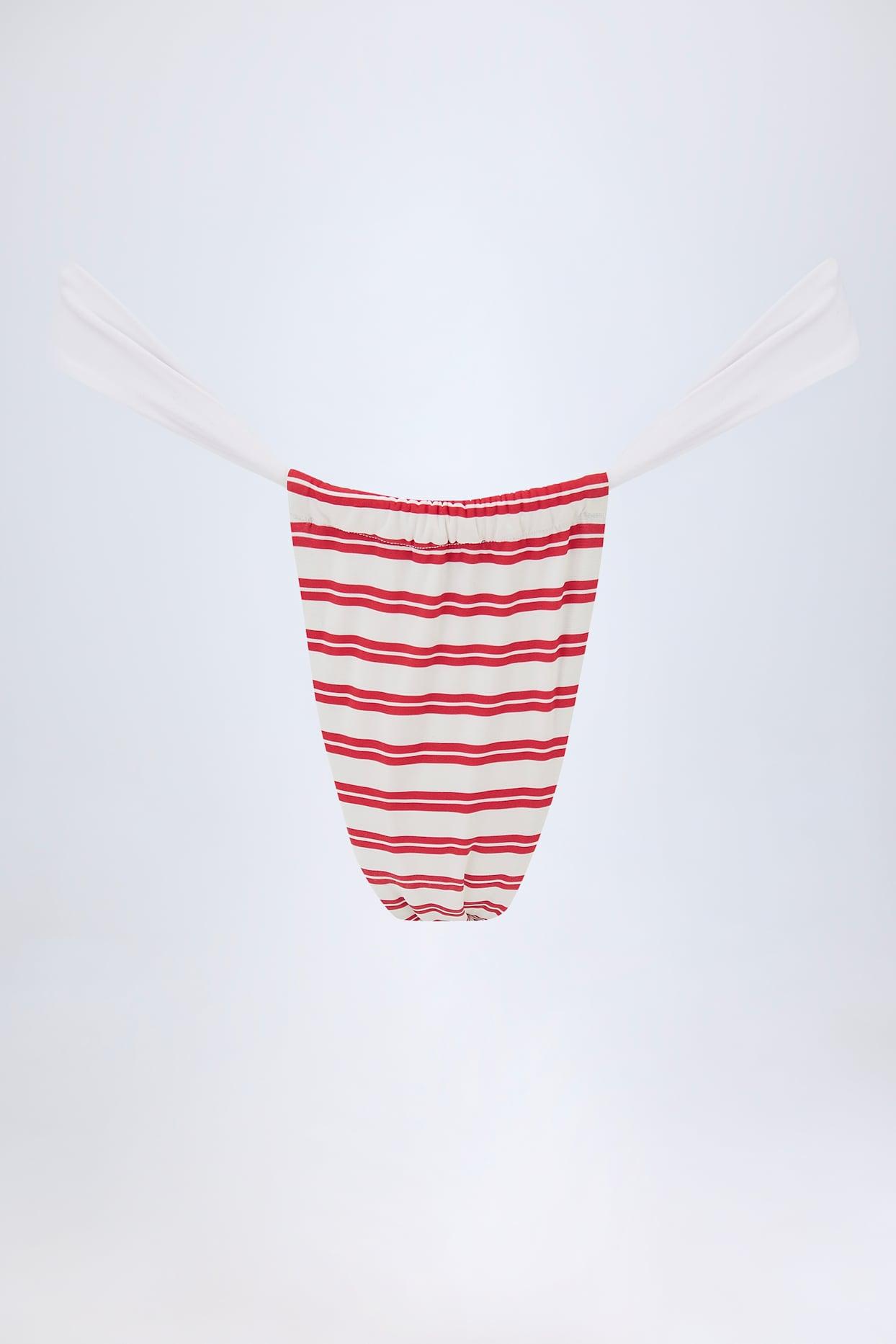 Ruched Cheeky Bikini Bottoms in Cherry Red Product Image