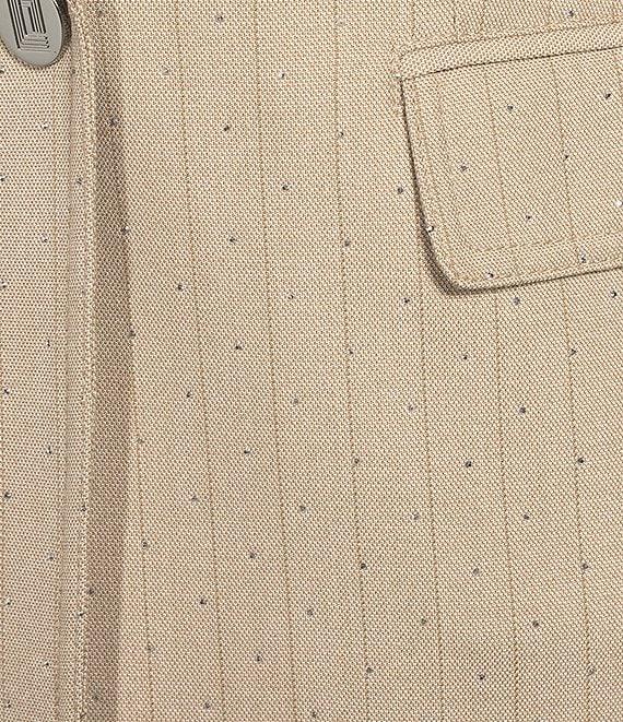 KARL LAGERFELD PARIS Notch Collar 3/4 Sleeve Rhinestone Studded Embellished Pinstripe Coordinating Blazer Product Image