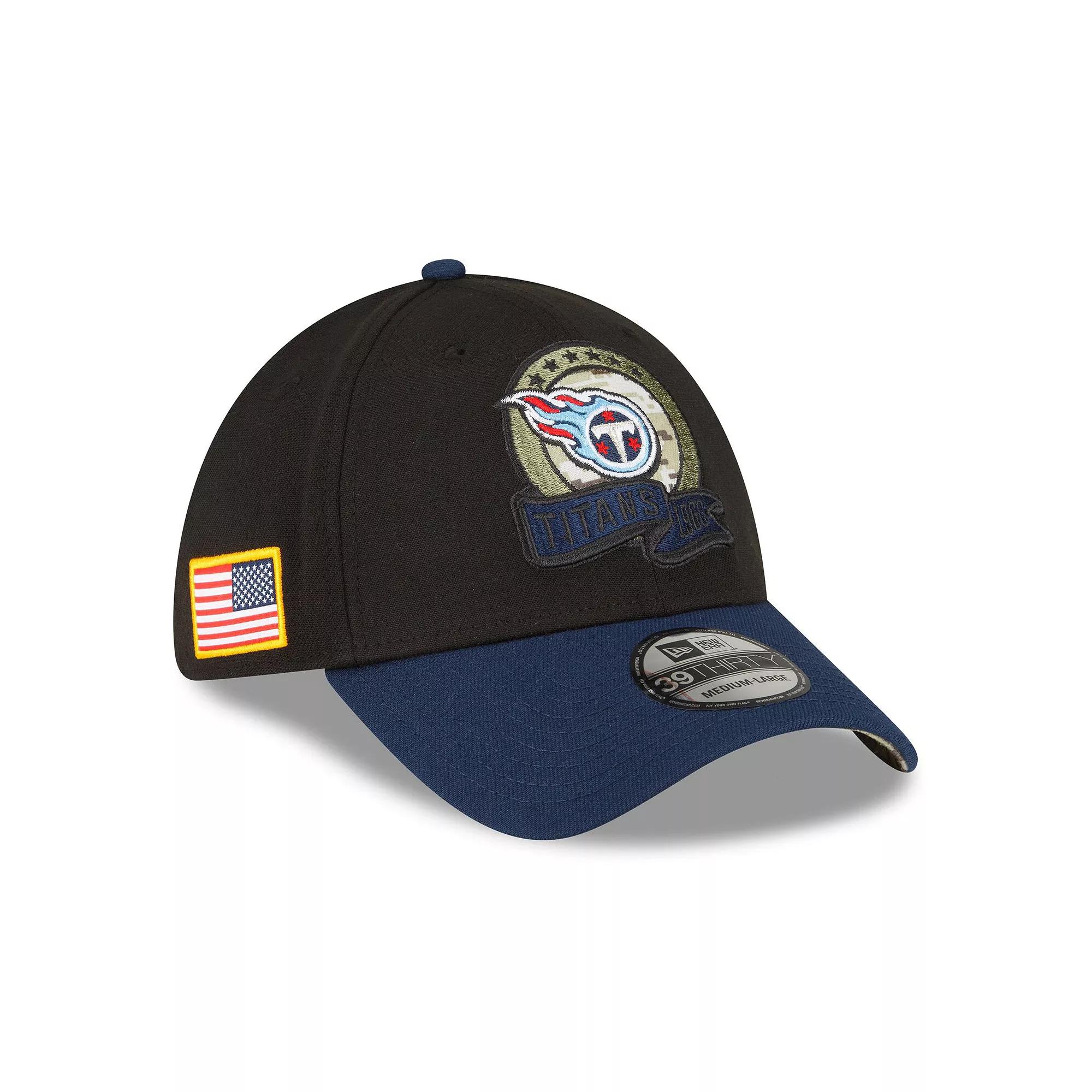 Men's New Era Black/Navy Tennessee Titans 2022 Salute To Service 39THIRTY Flex Hat, Size: Small/Medium Product Image